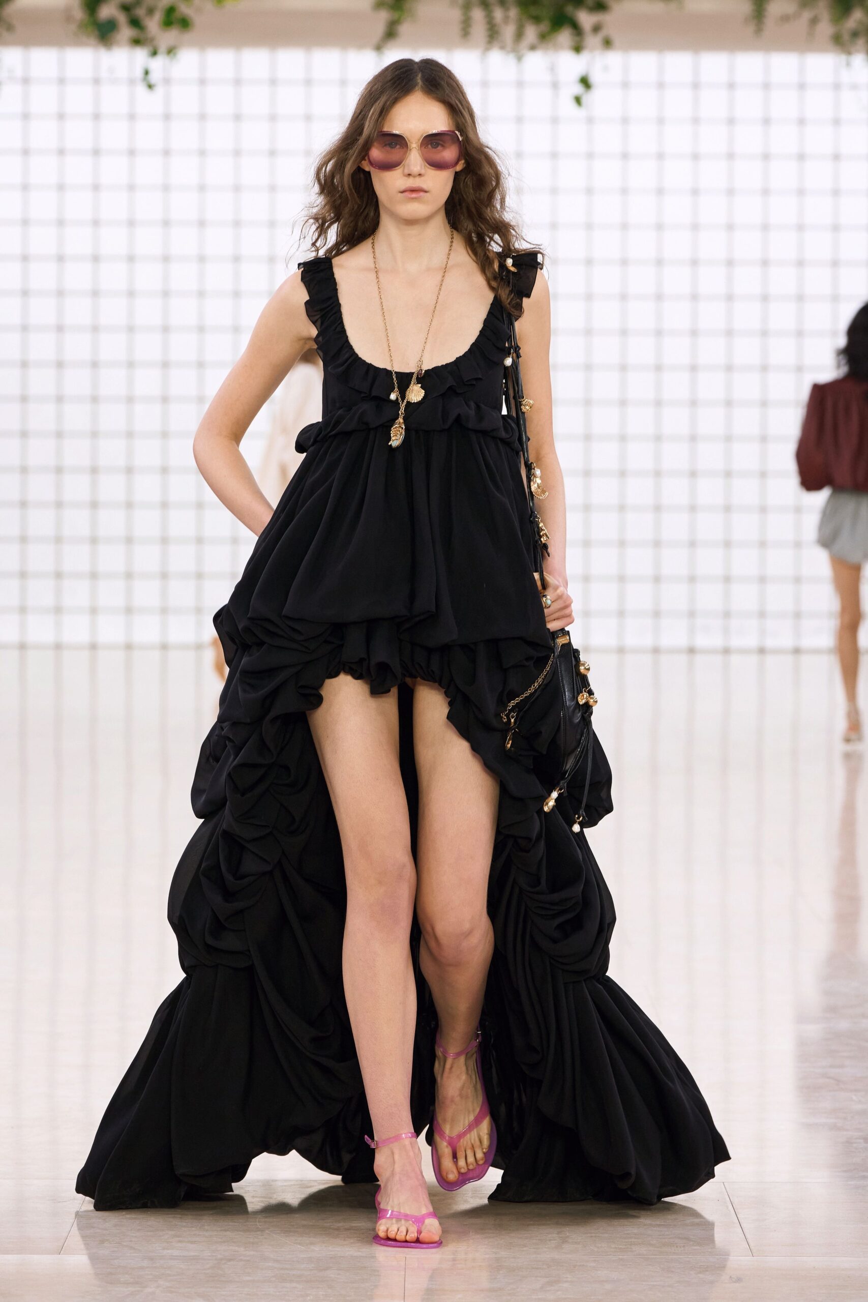 black ruffled maxi dress