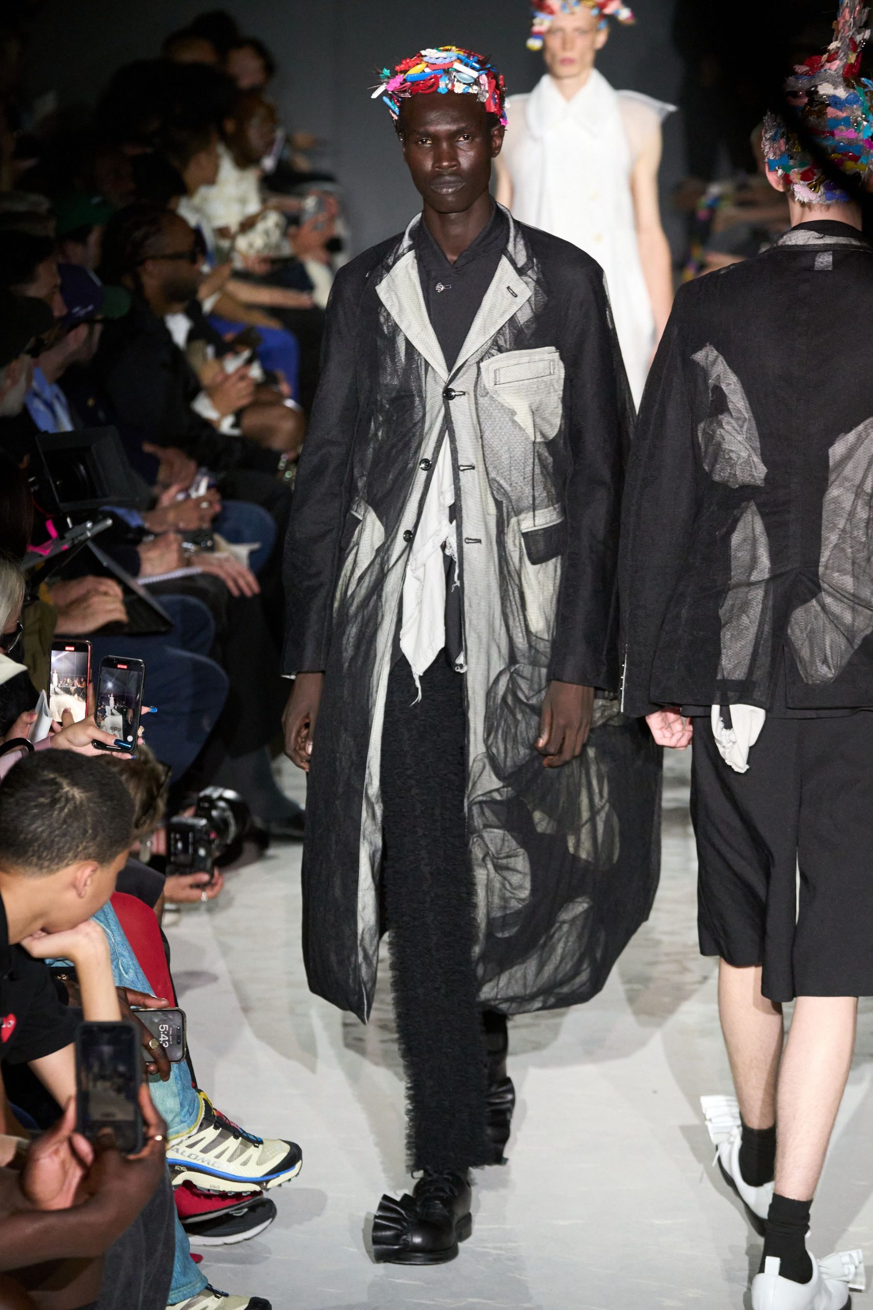 black and white layered coat
