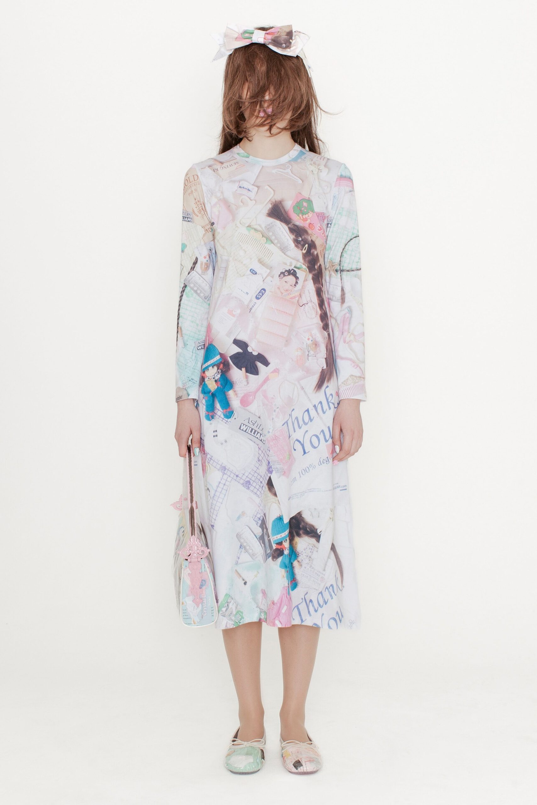 multi-colored printed midi dress