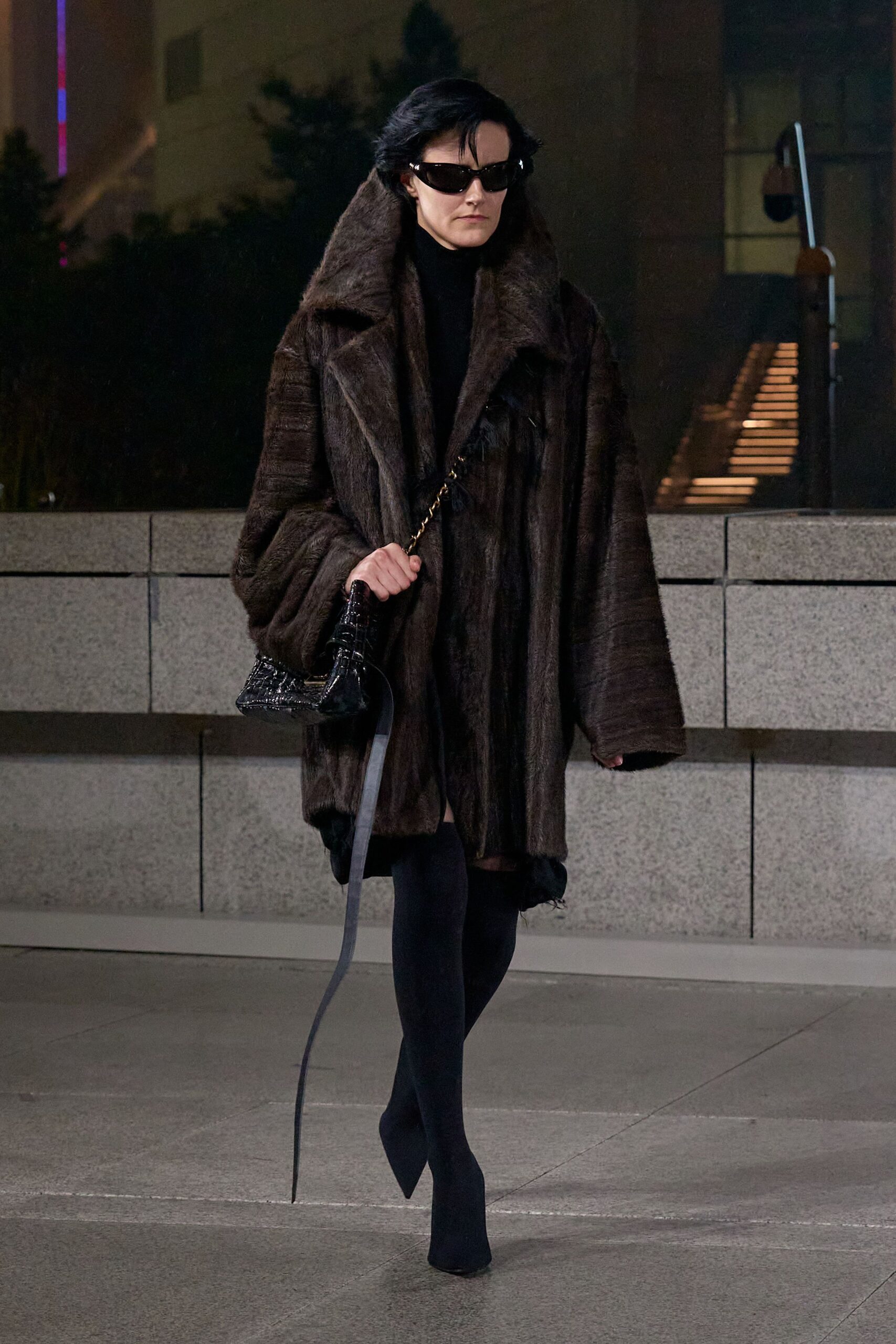 brown fur oversized coat