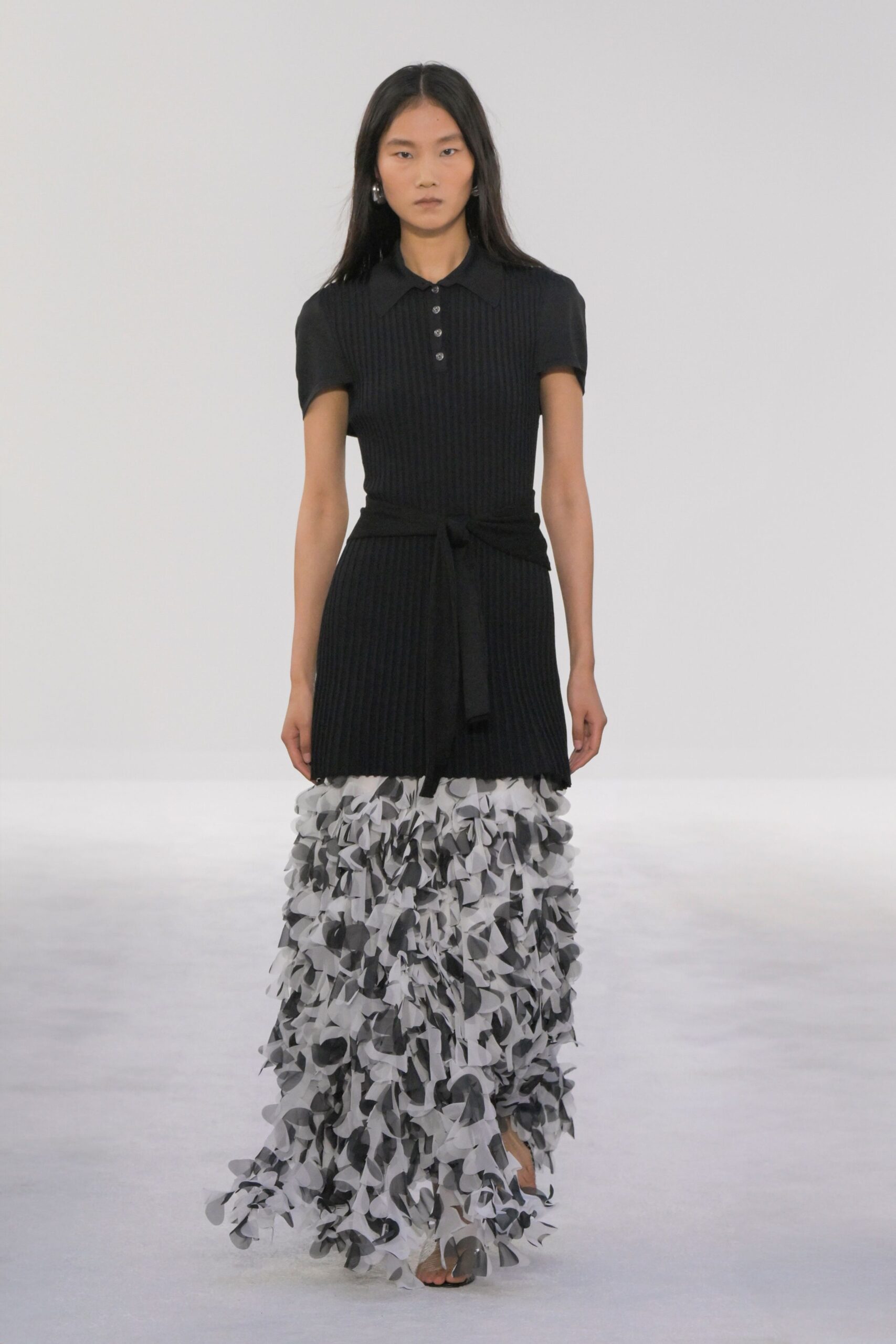 black and white pleated maxi dress