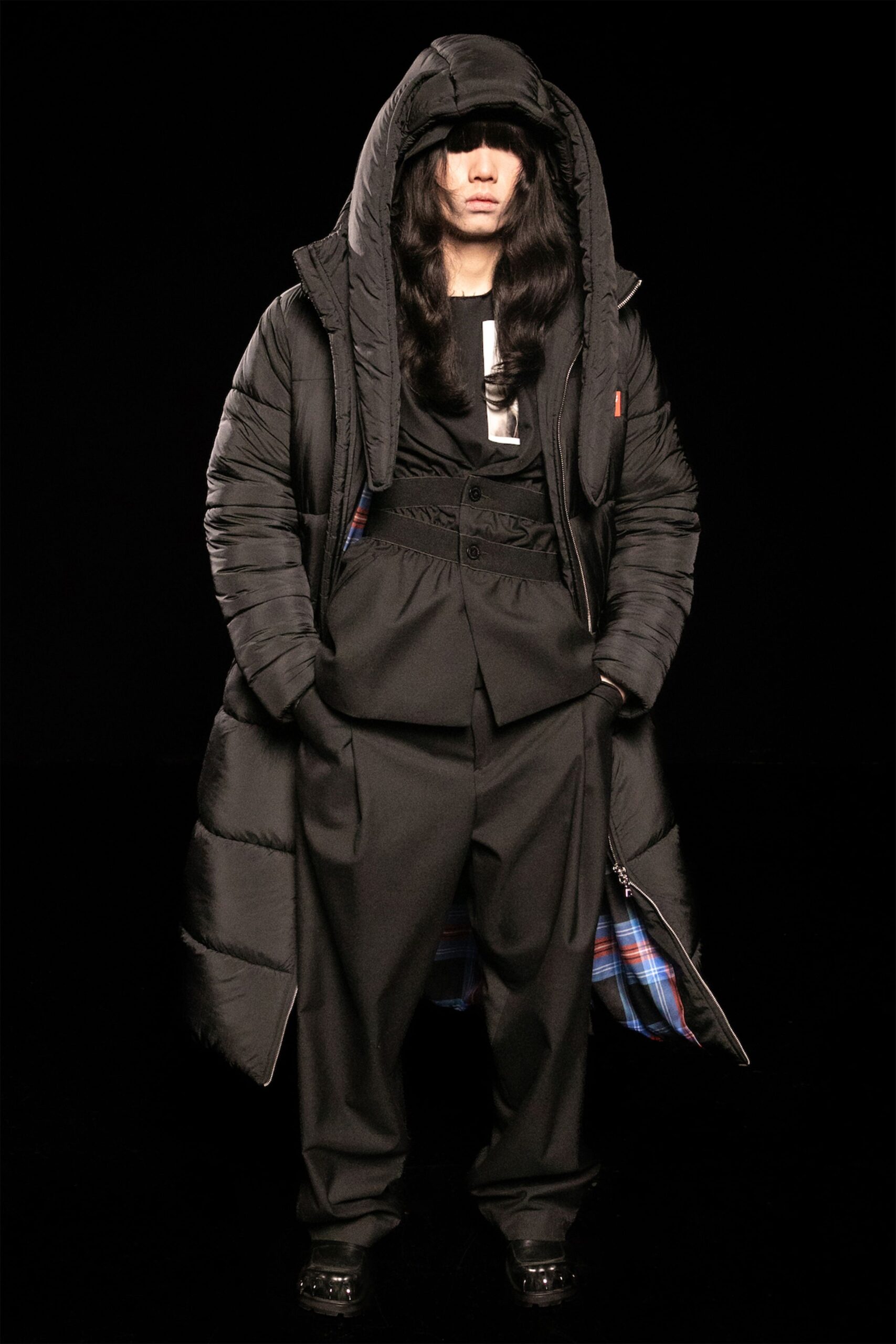 black layered coat and pants