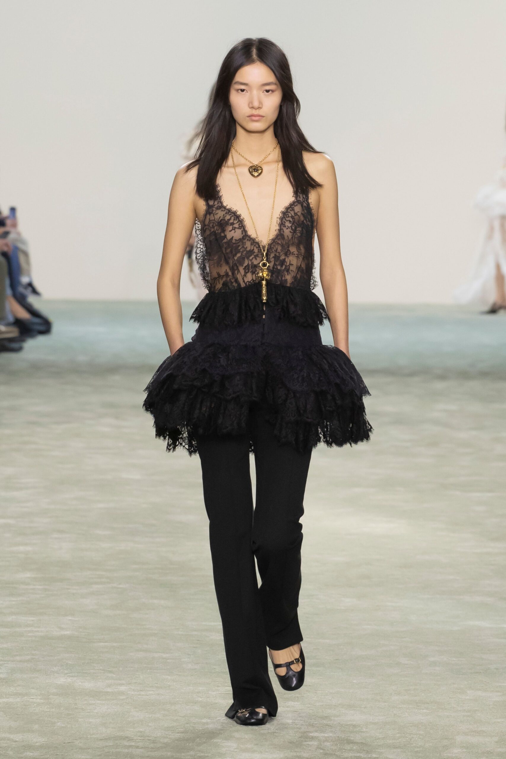 black lace top with ruffles
