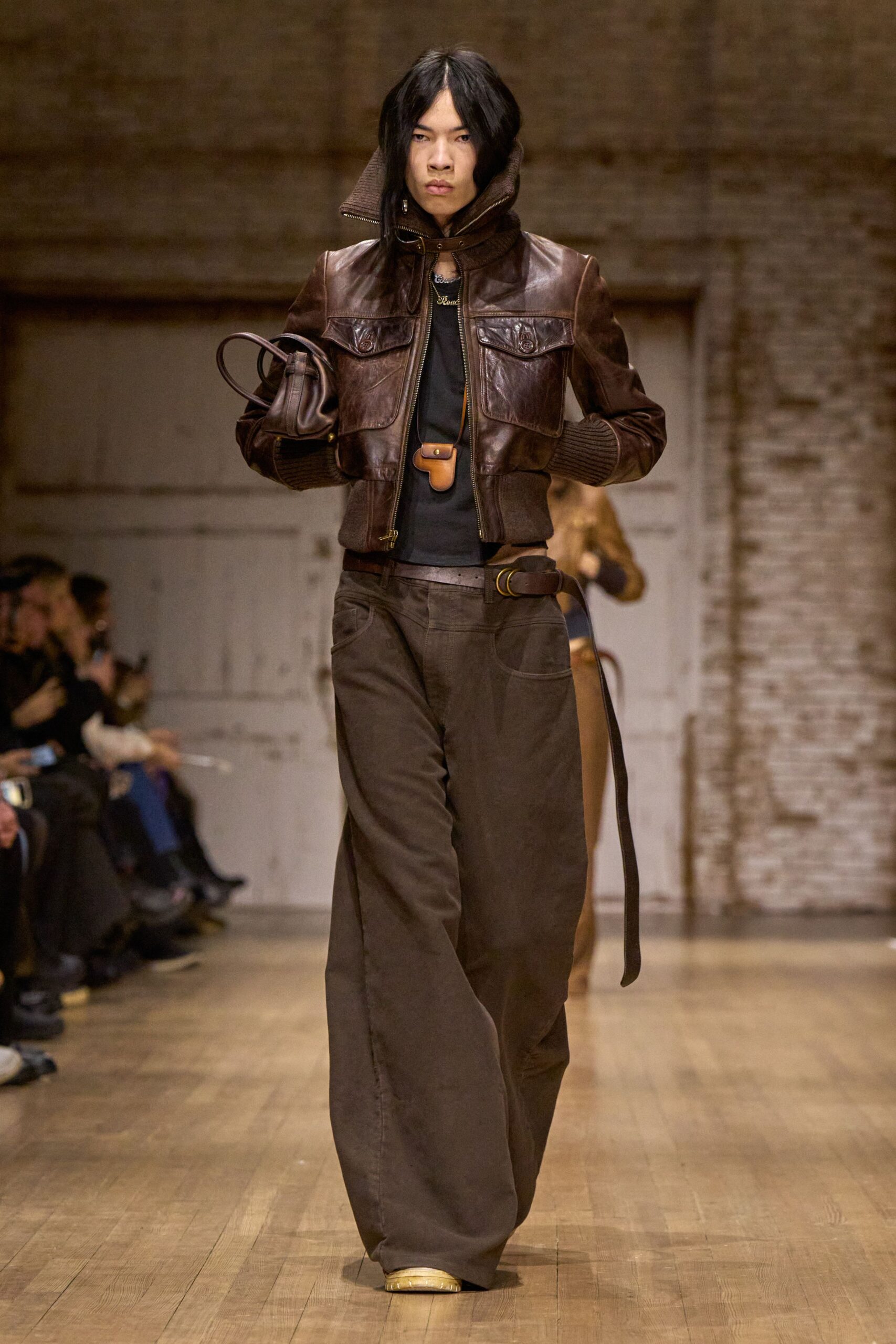 brown leather jacket and pants