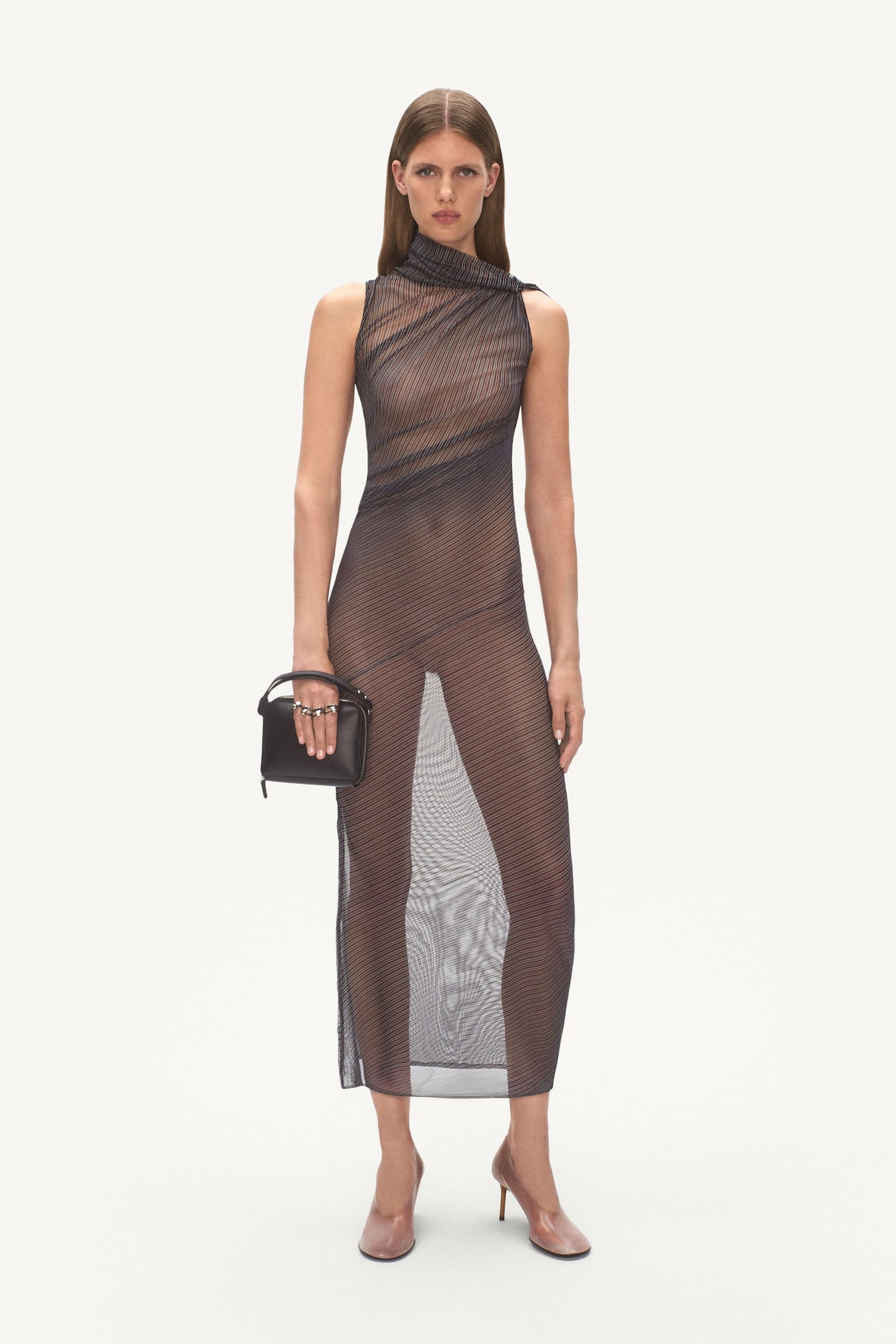 black mesh fitted dress