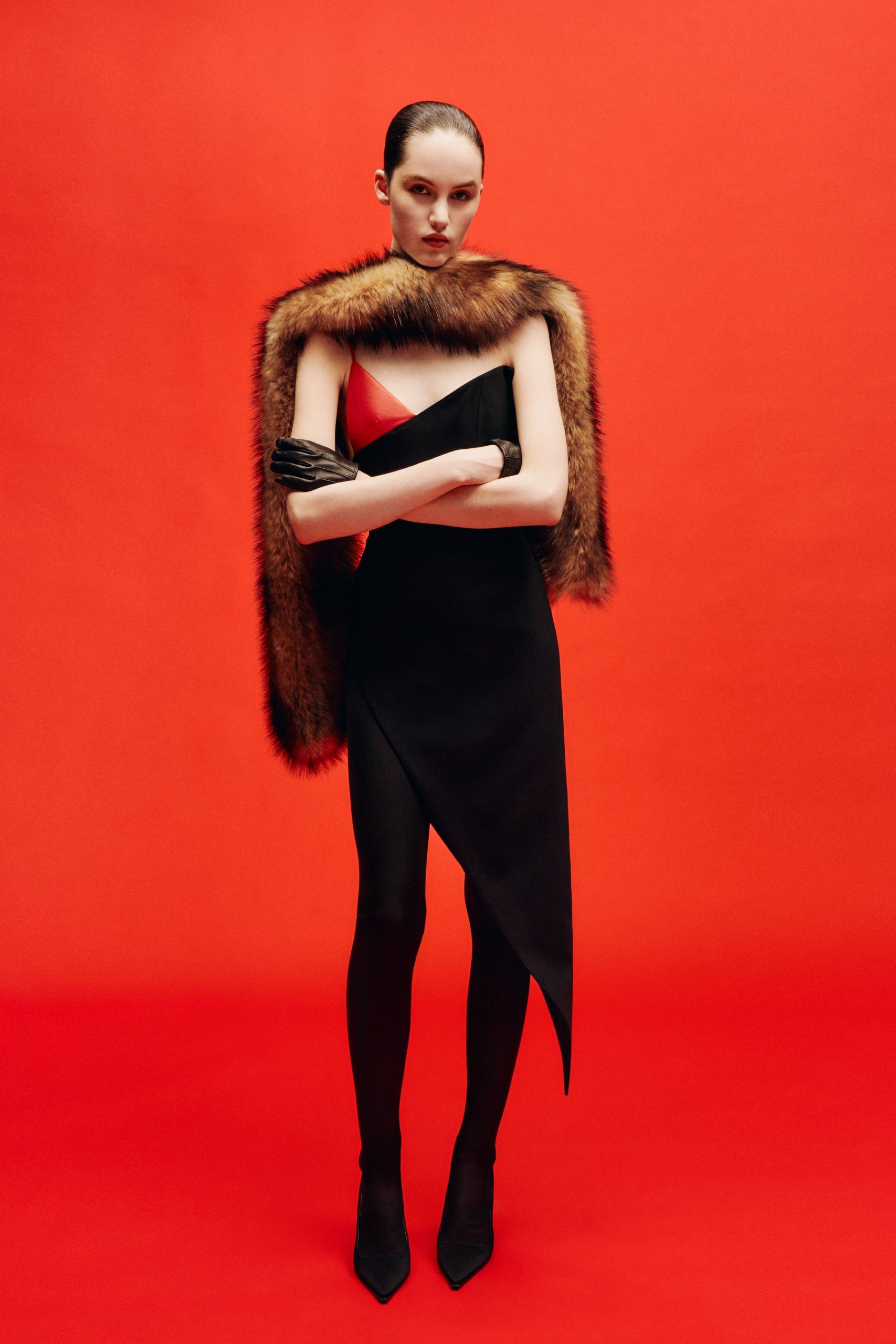 brown fur relaxed cape