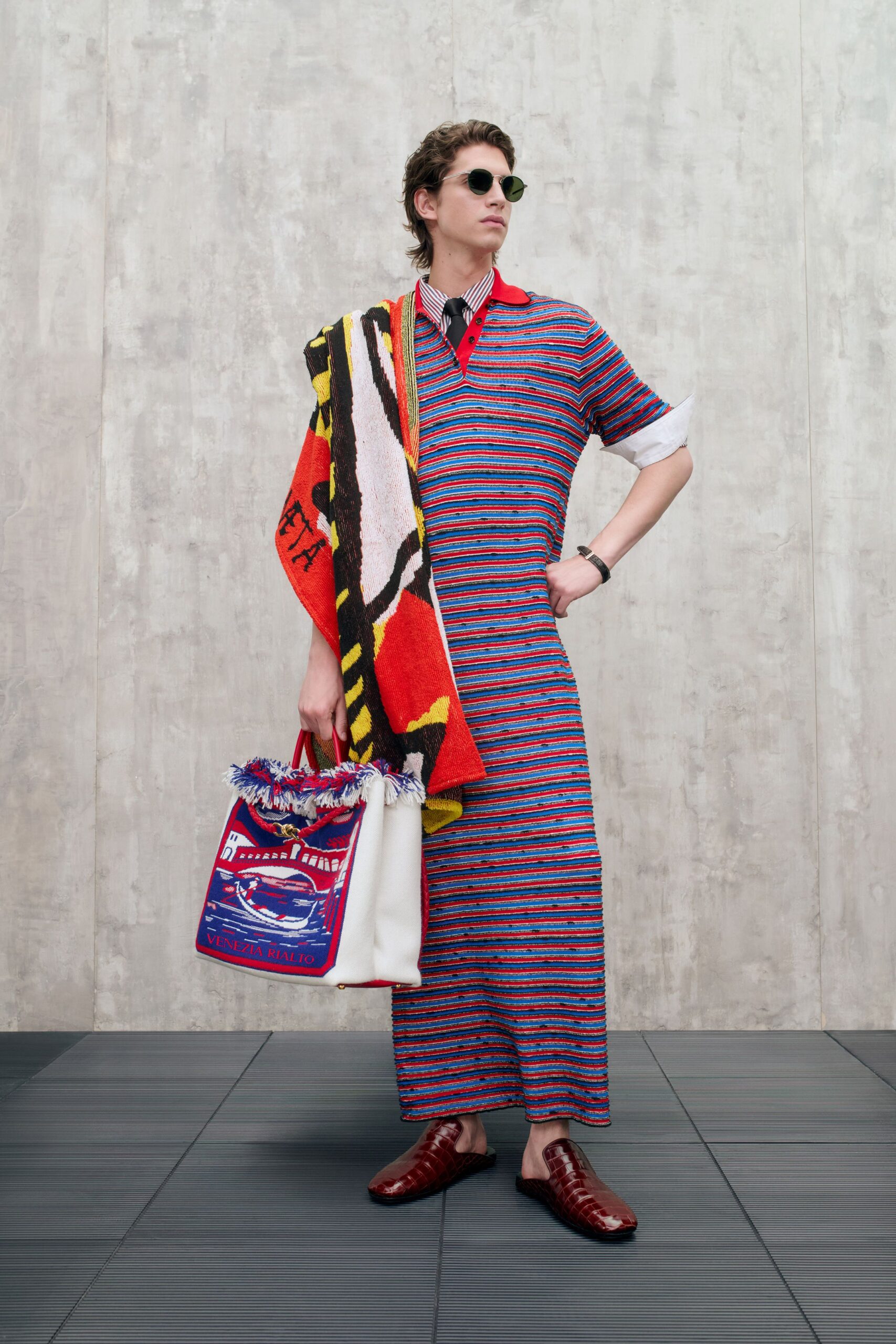 multi-colored striped maxi dress