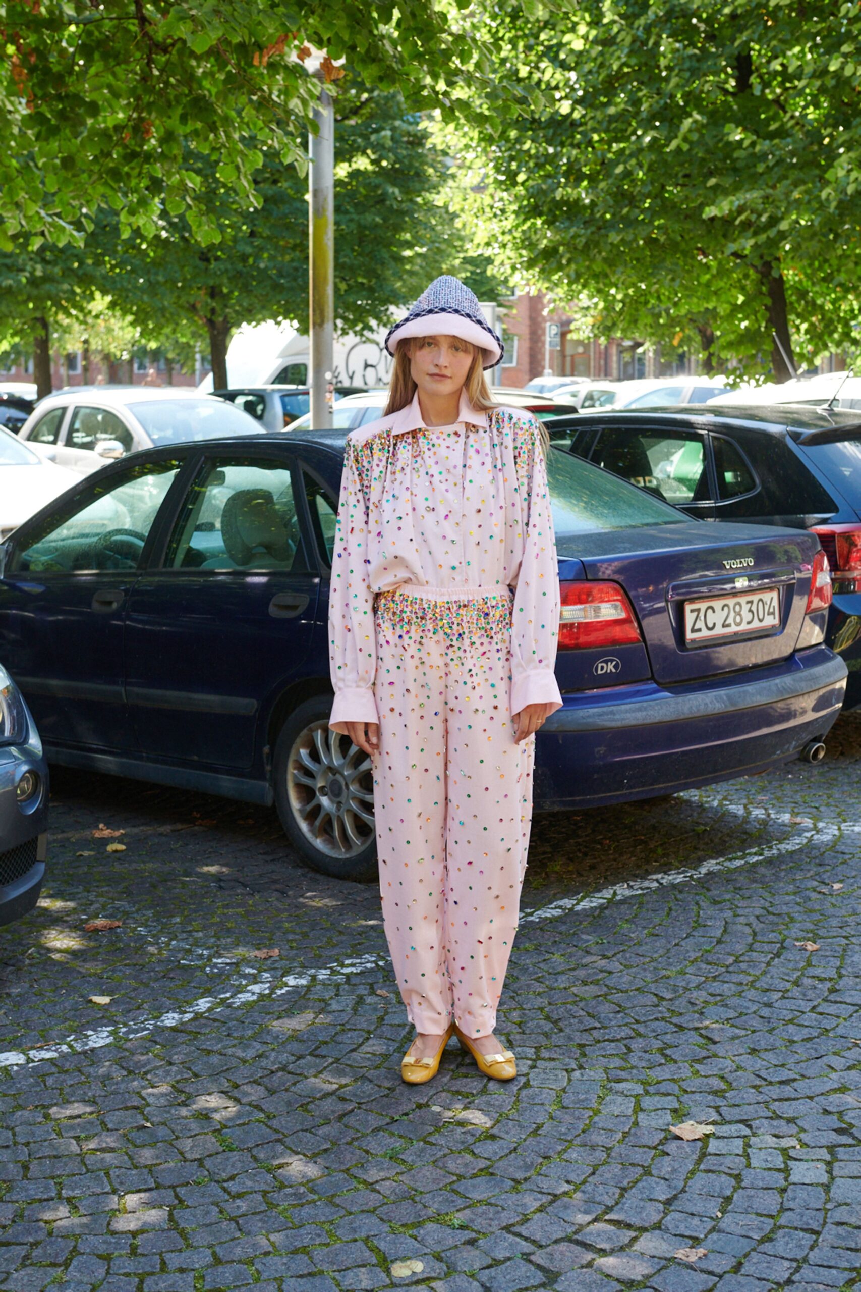 pink embroidered top and pants