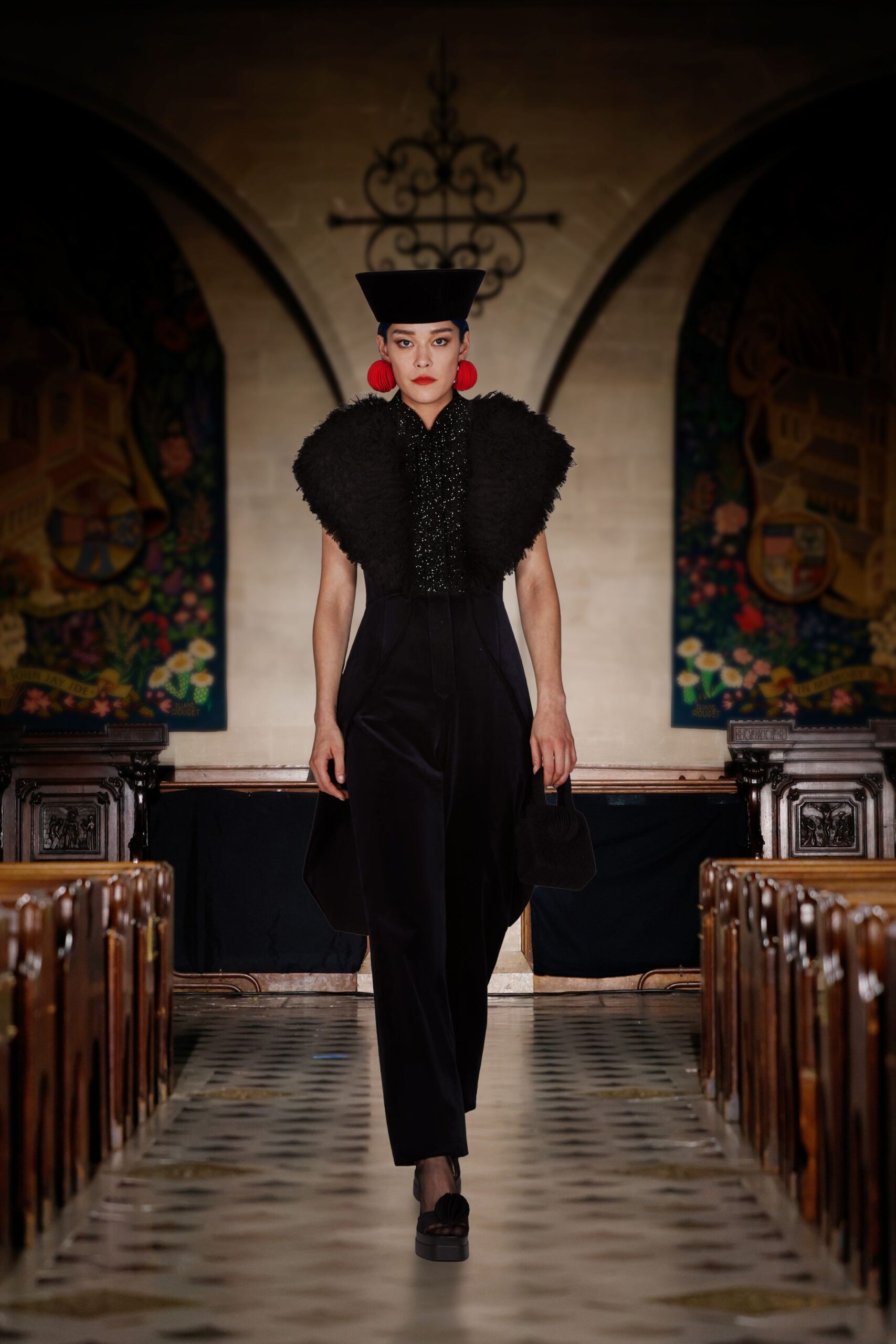 black fur relaxed fringed cape