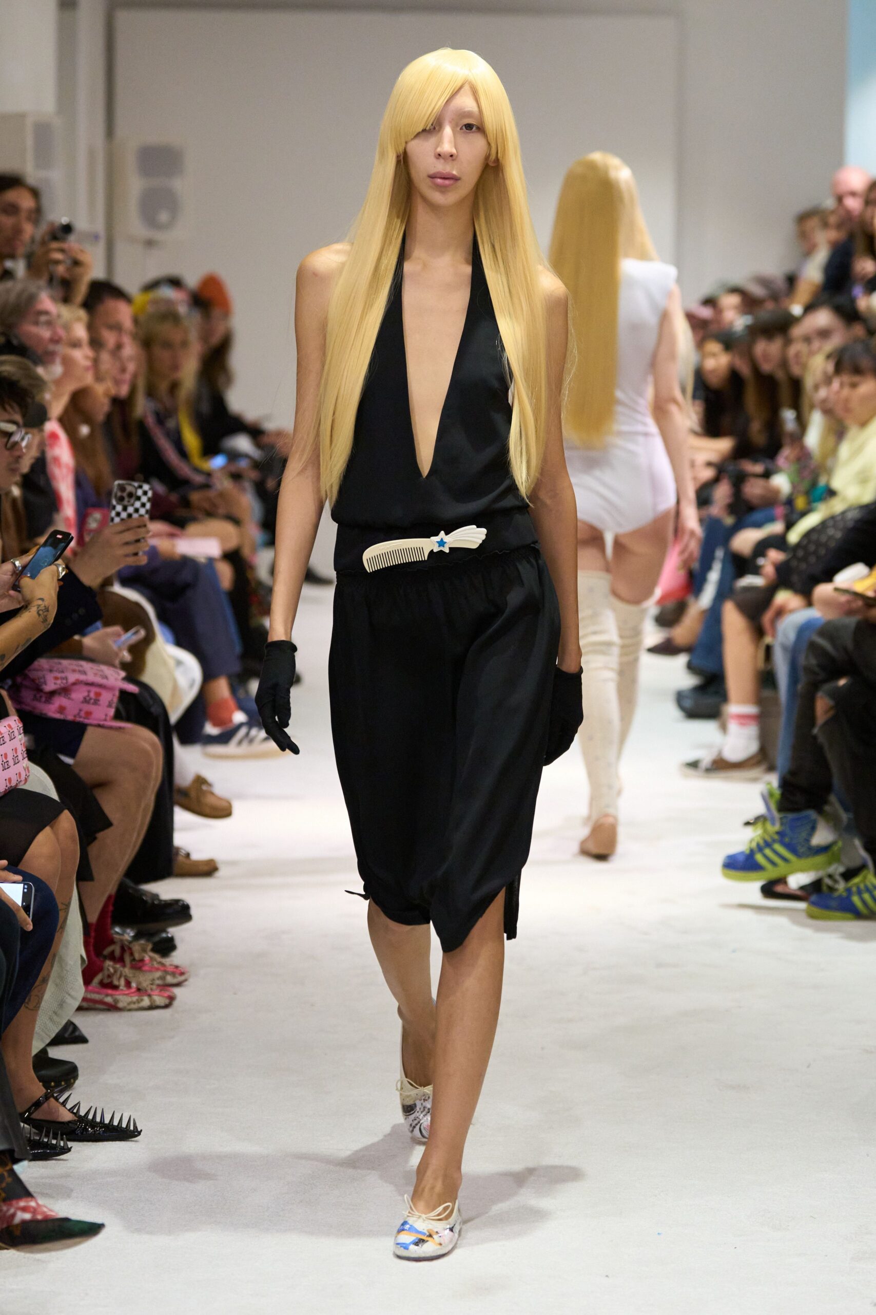 black silk sleeveless dress