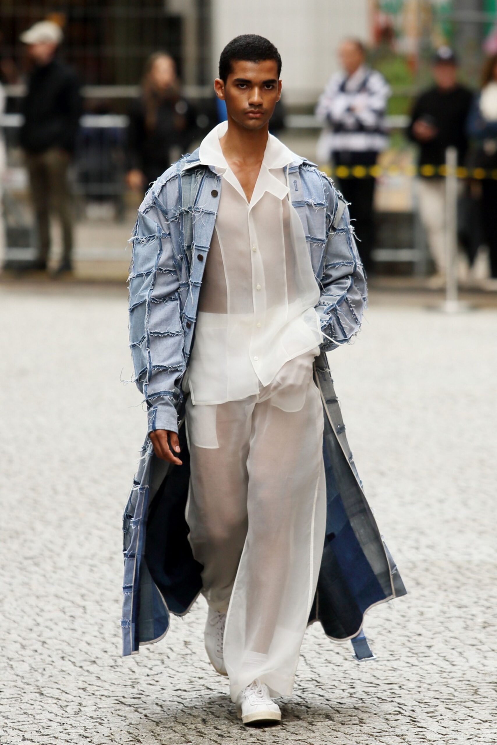 white cotton fitted sheer pants