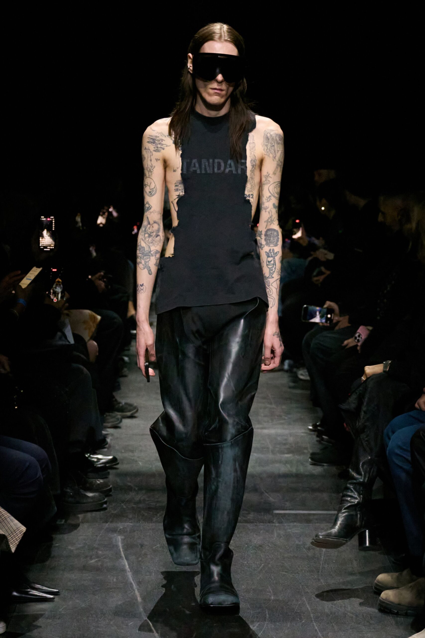 black fitted top and pants