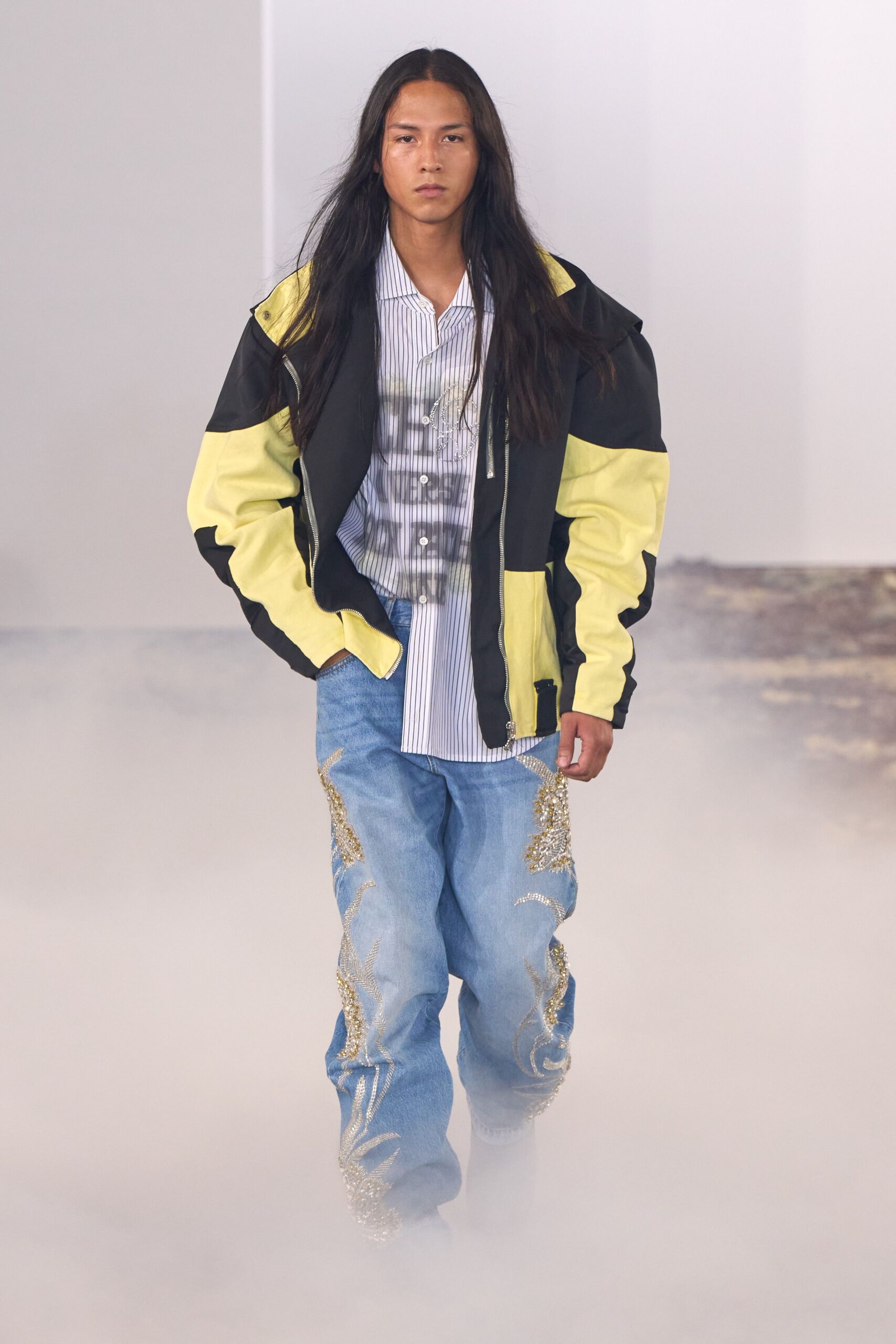 blue denim relaxed embroidered jeans