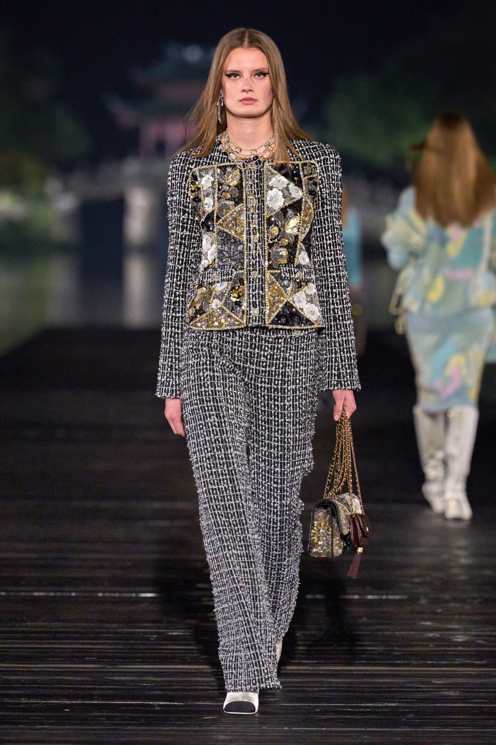 black and gold embroidered suit