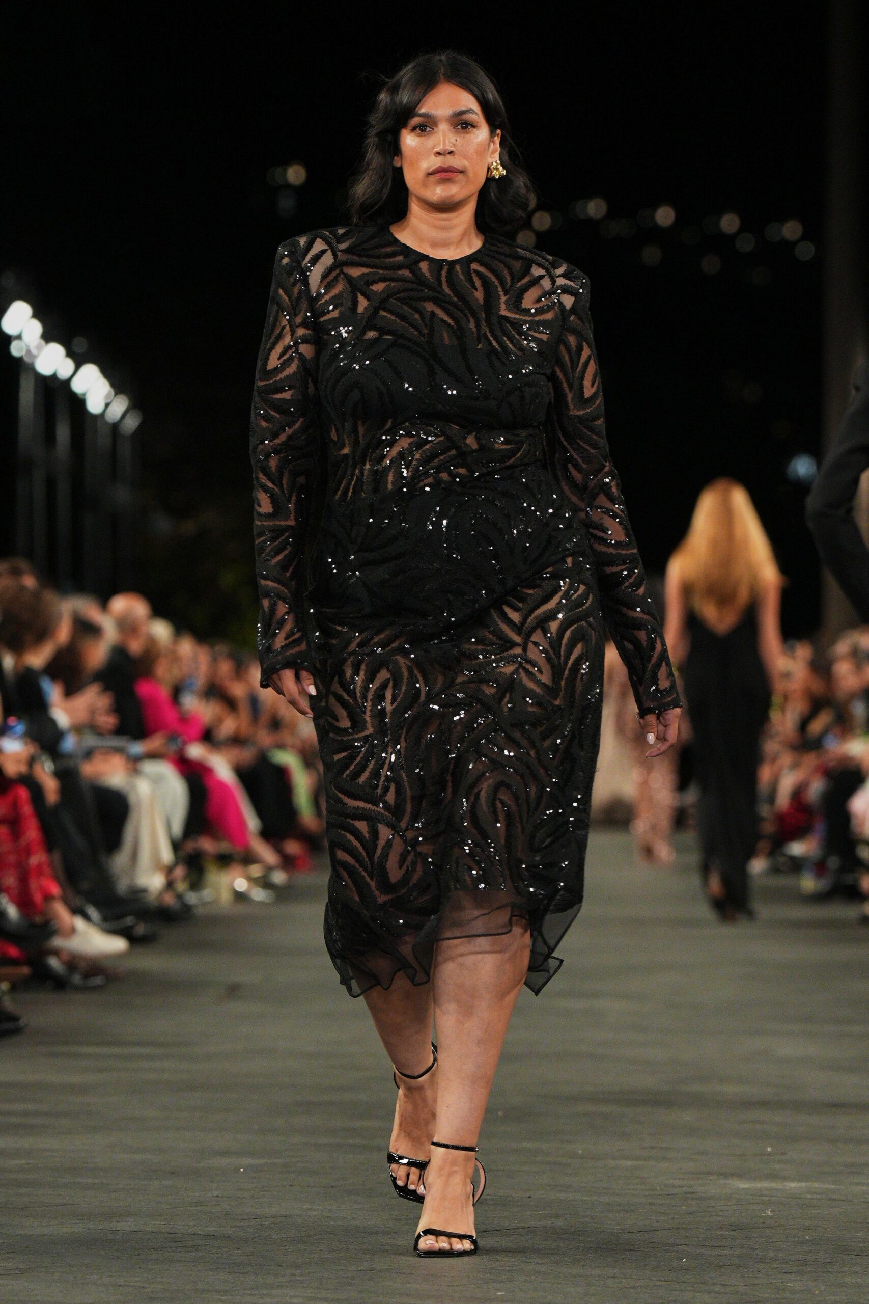 black sheer embellished dress