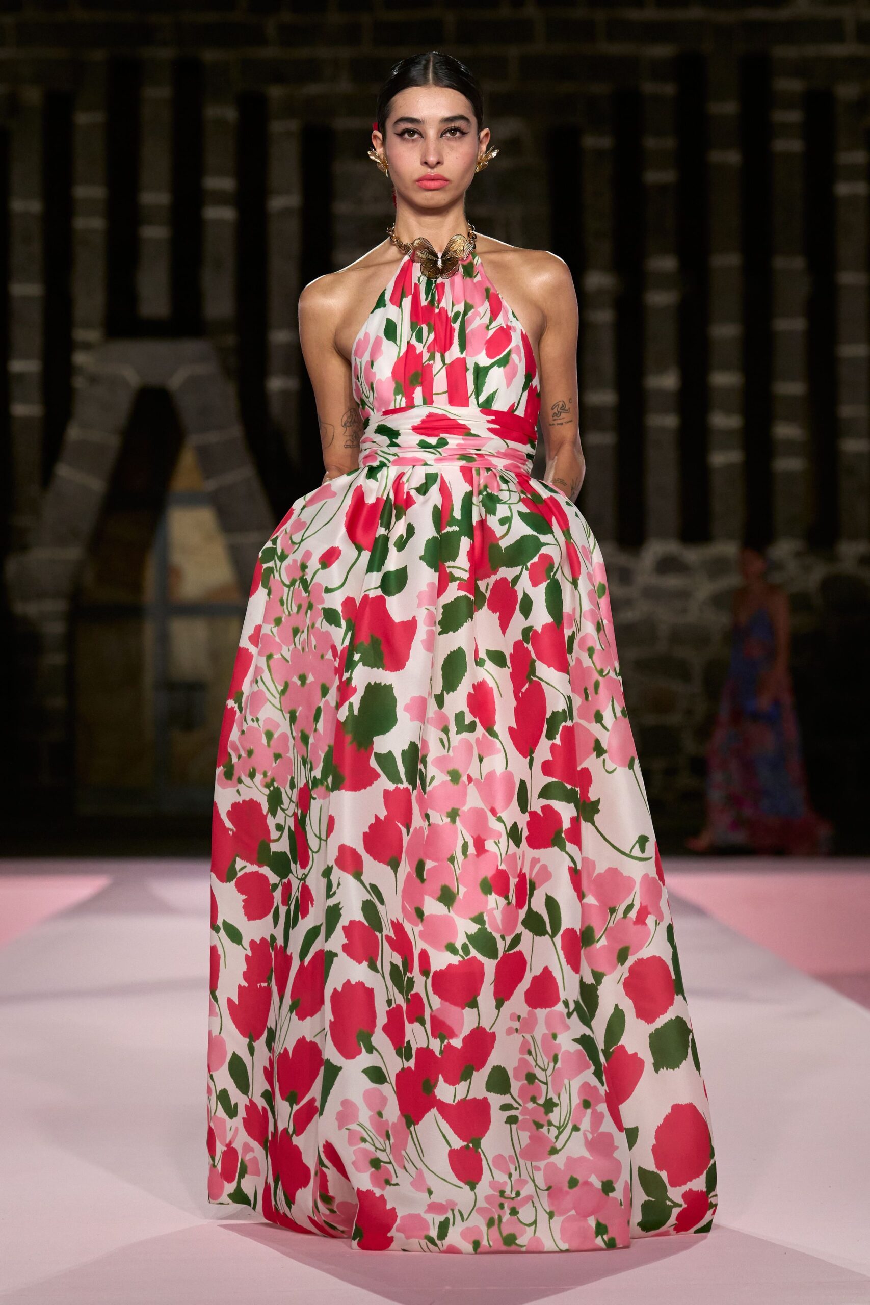 floral silk halter gown