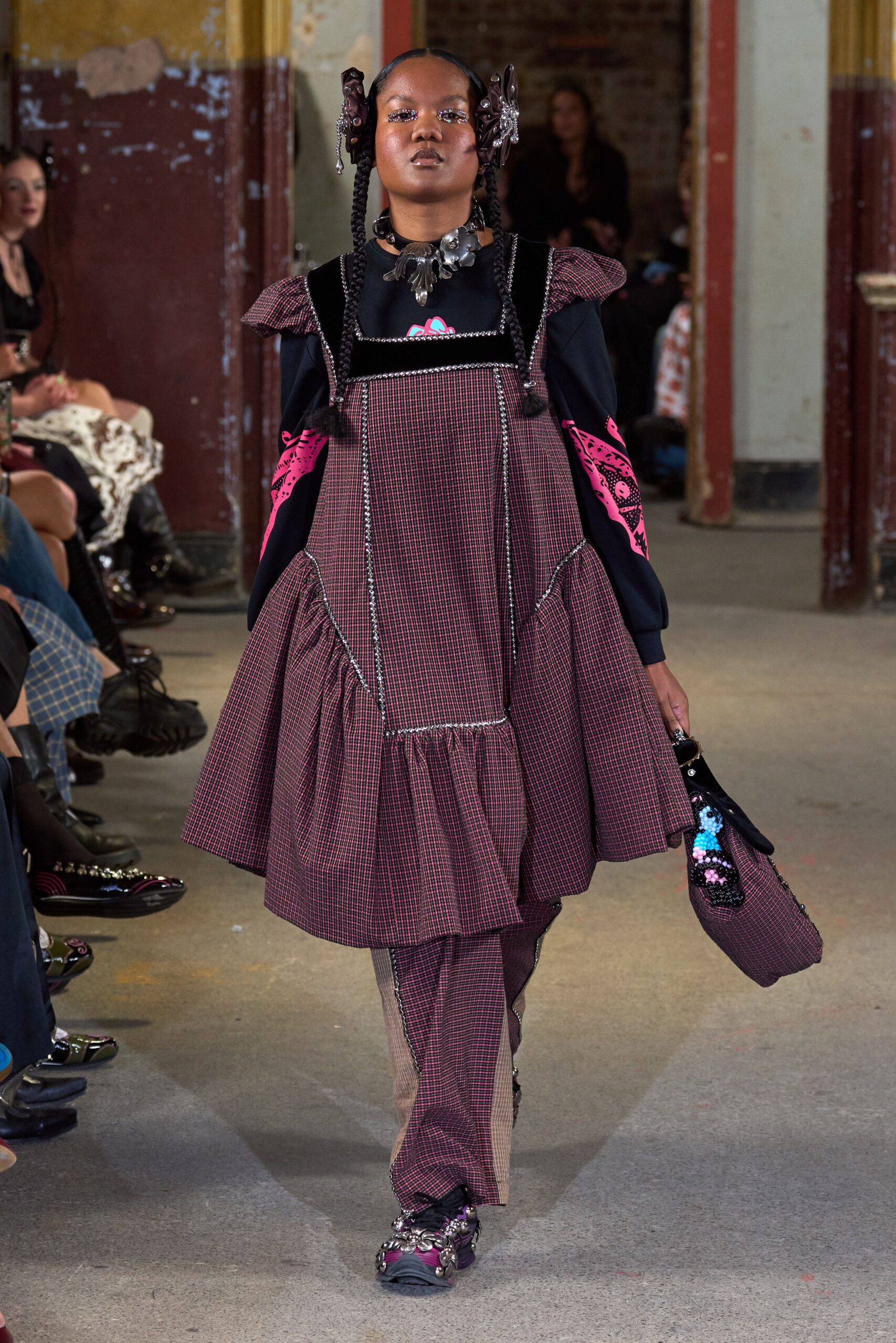 purple and black layered dress