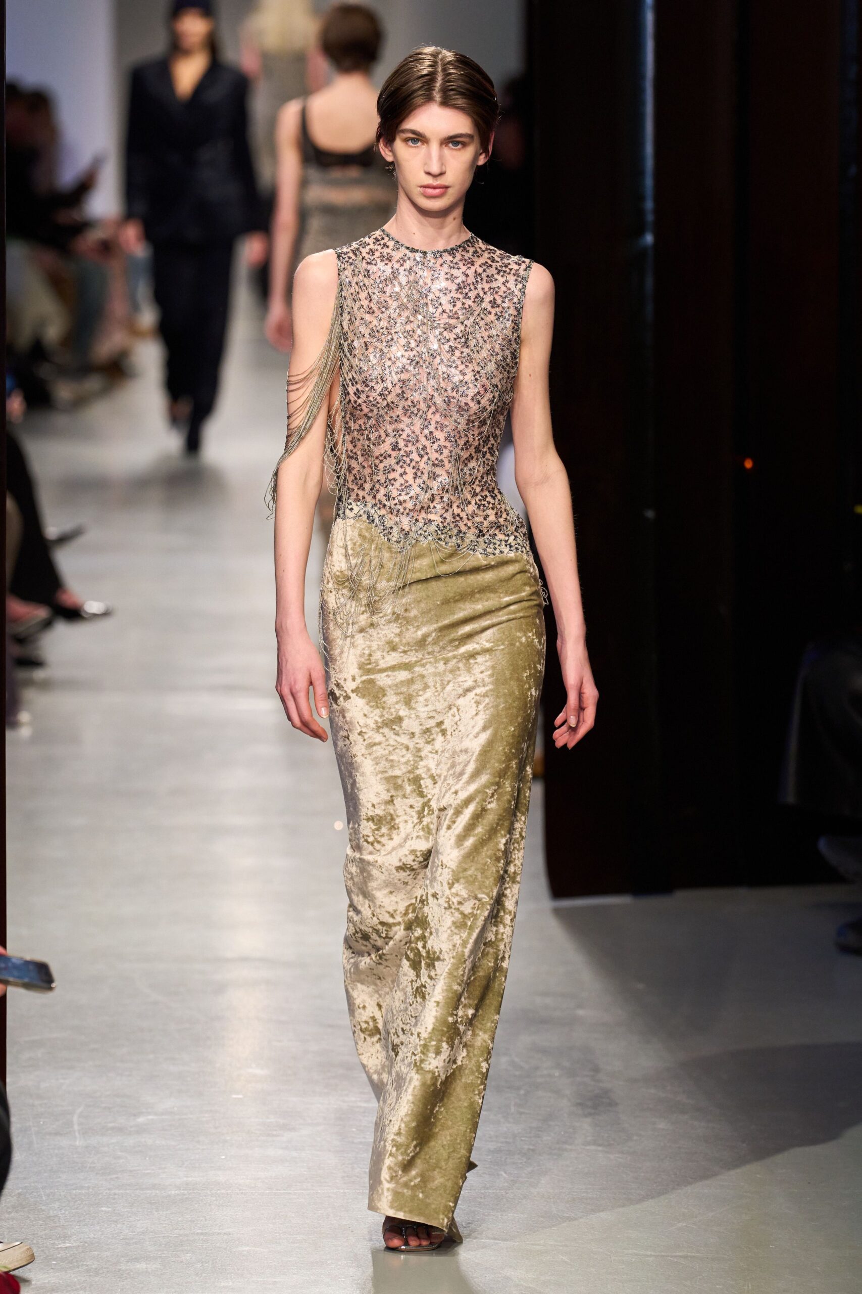 gold and pink embellished gown