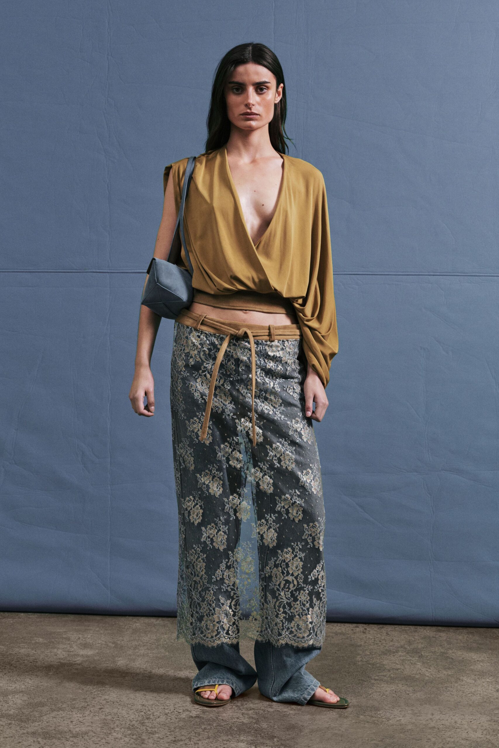 gray lace fitted tiered skirt