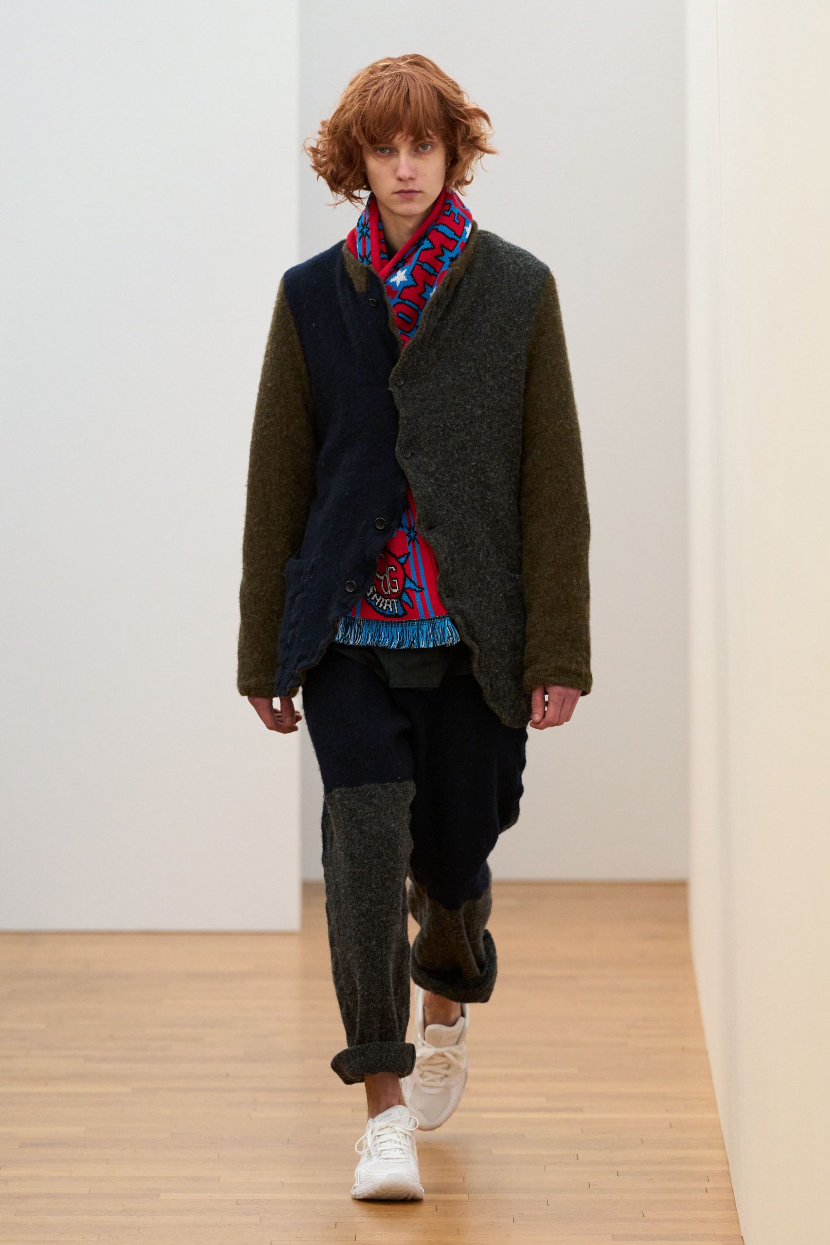 green wool long-sleeve collared relaxed layered jacket