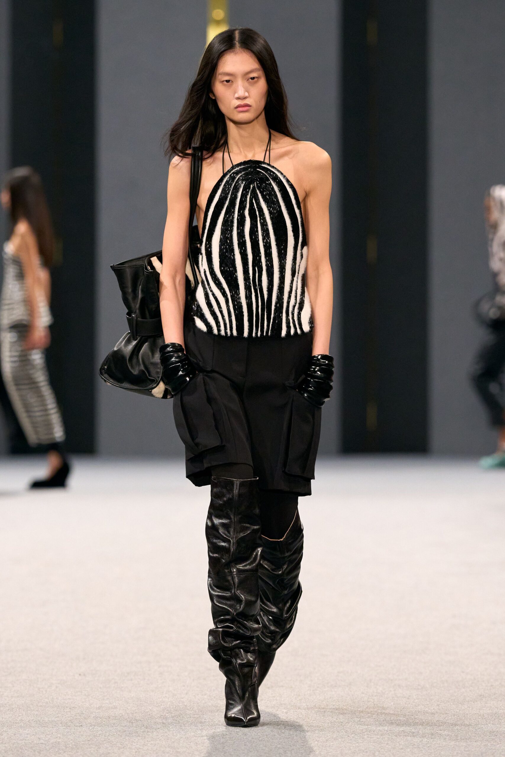 black leather gloves