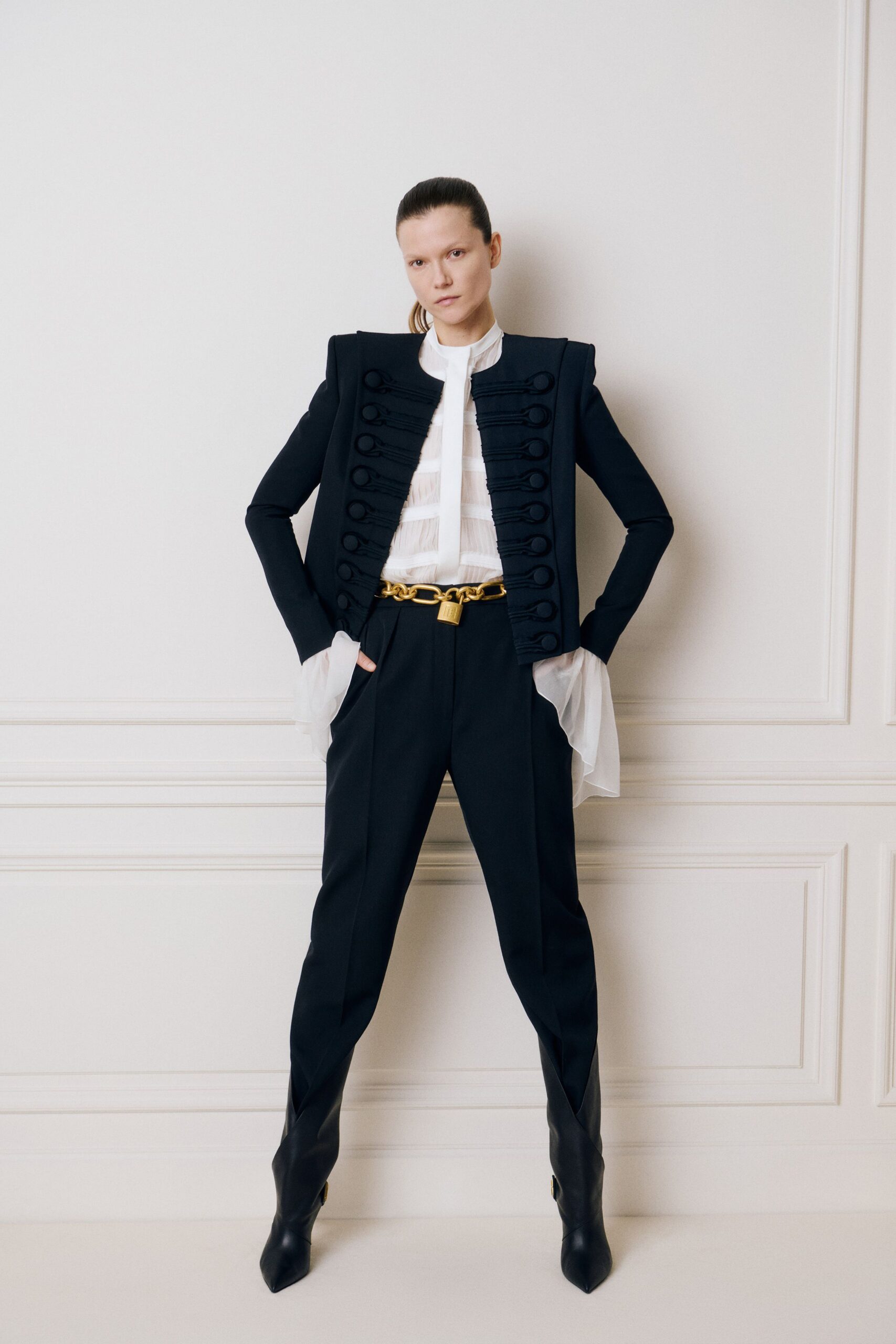 black blazer white shirt tailored pants