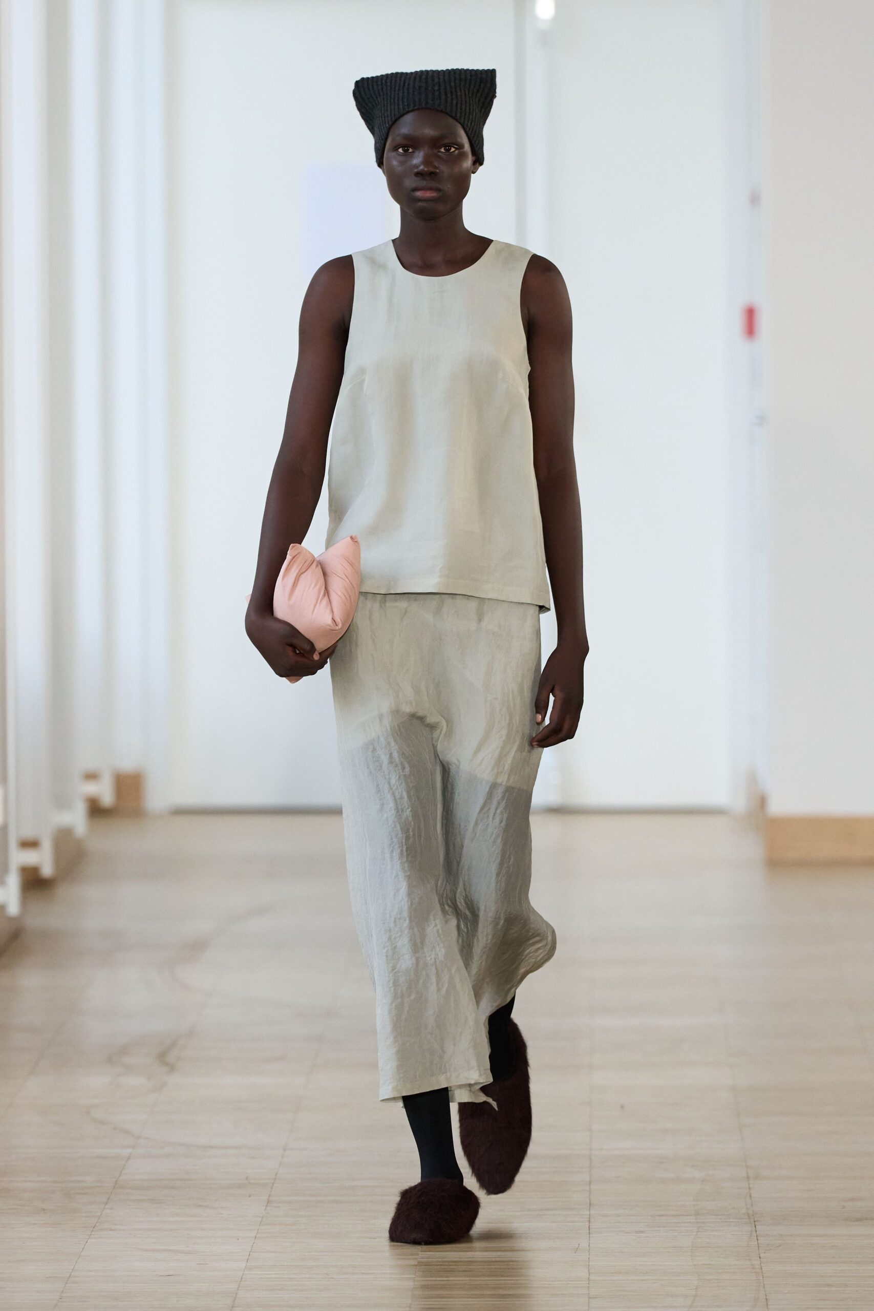 beige relaxed top and skirt