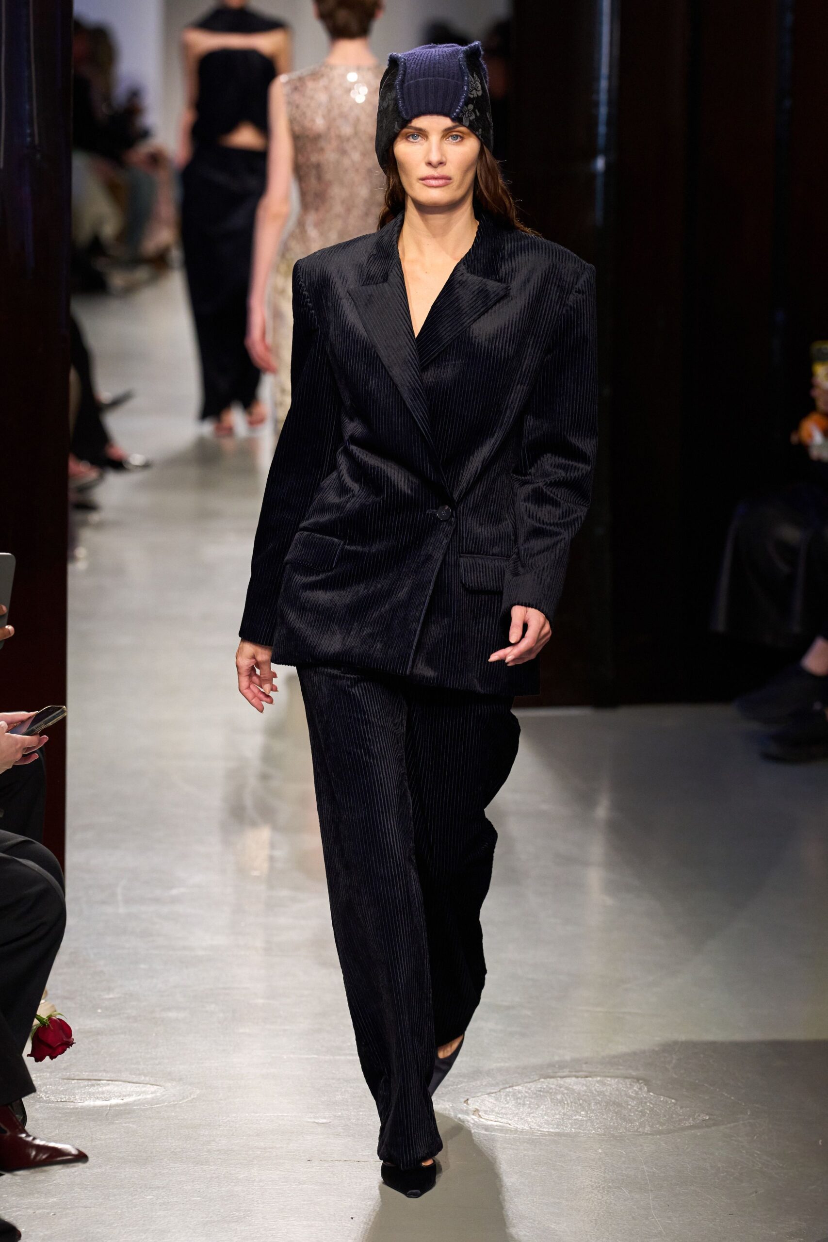 black tailored blazer and pants