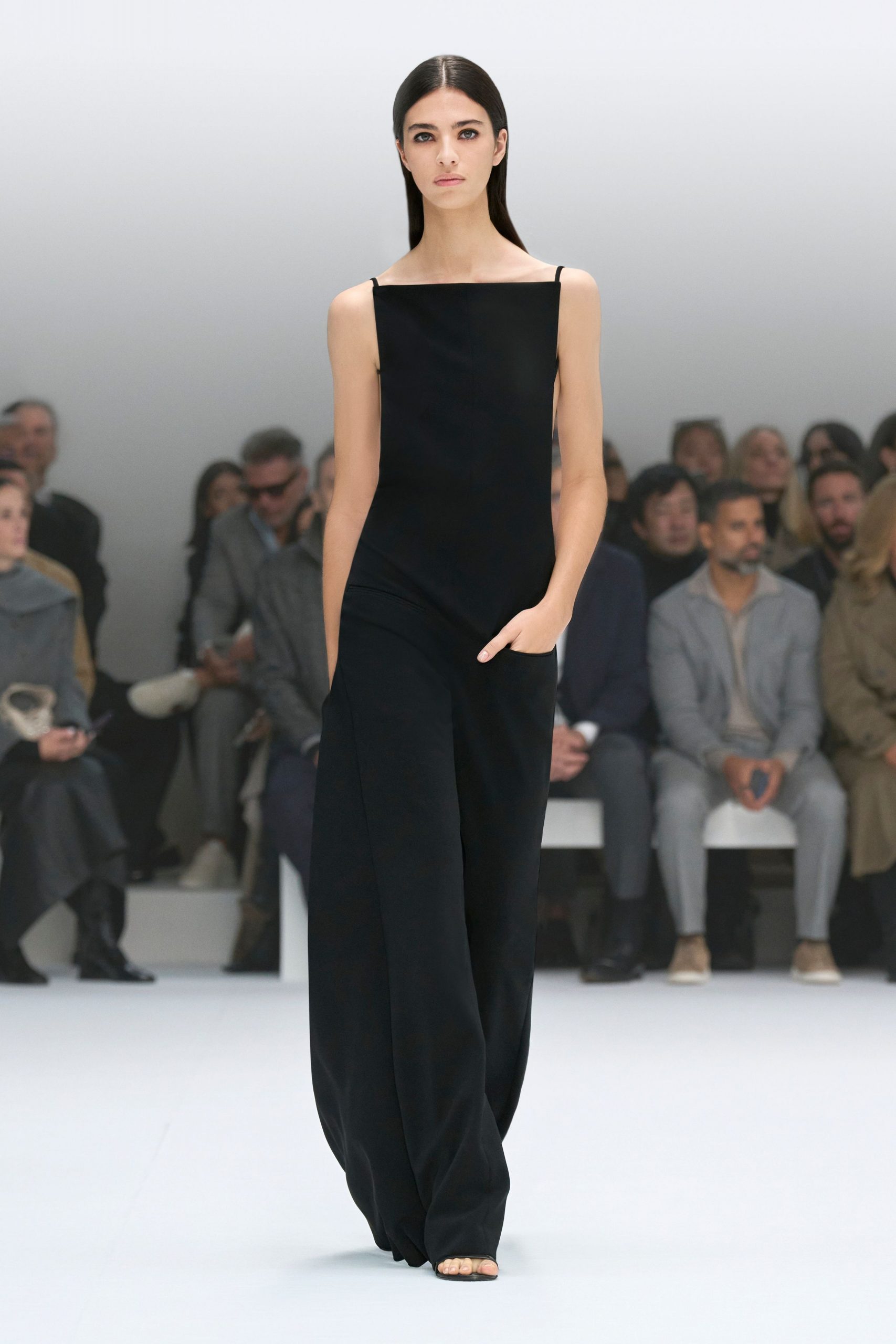 black silk sleeveless jumpsuit