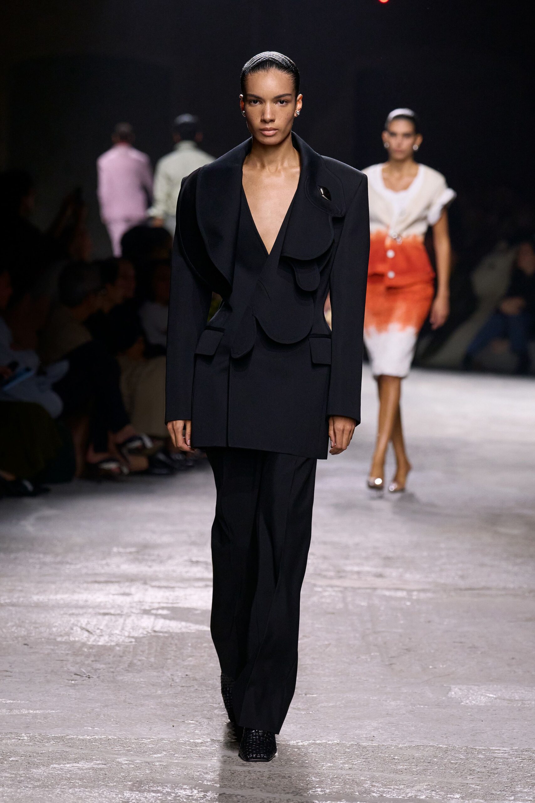 black tailored blazer and pants