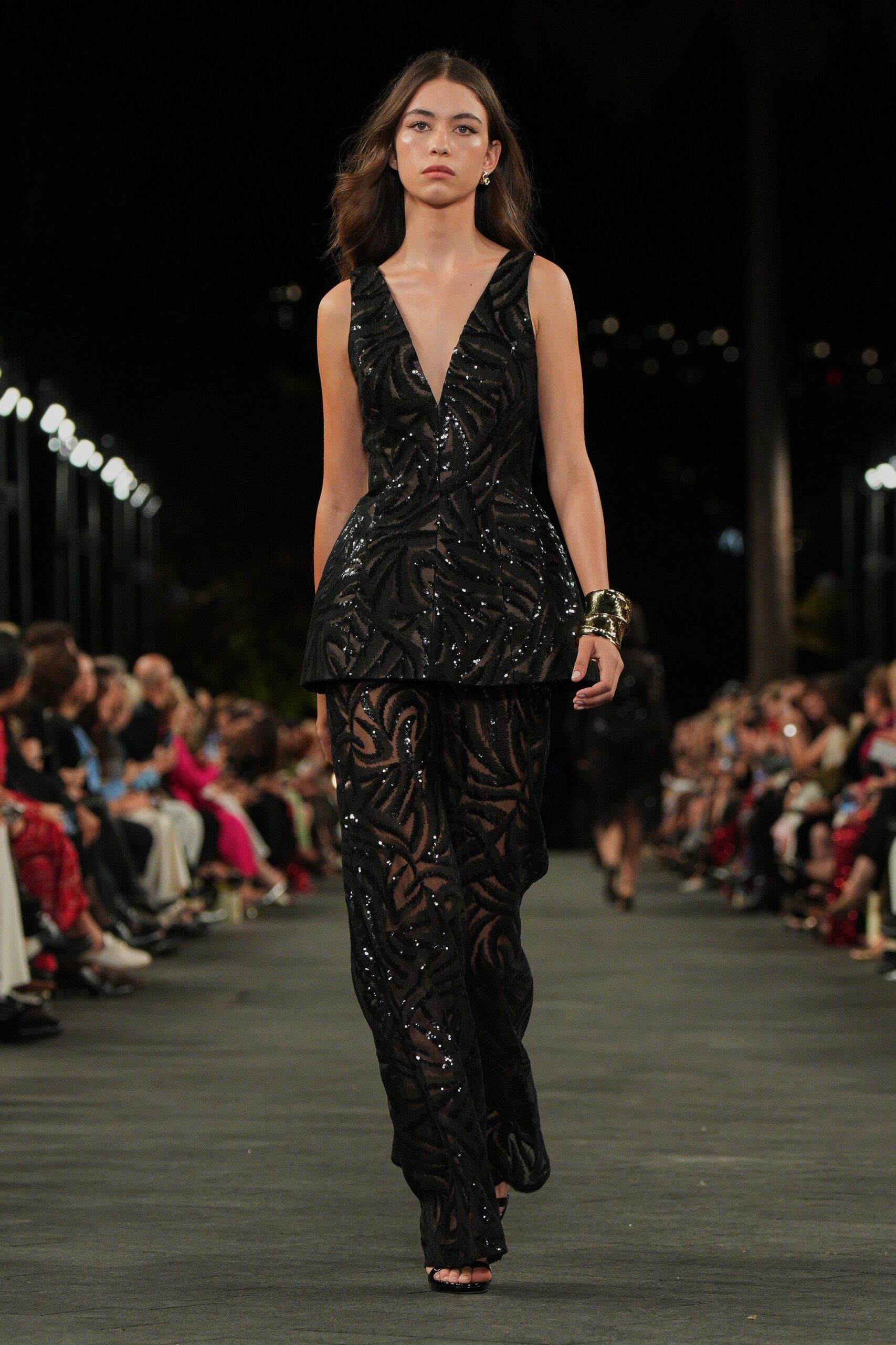 black embellished two-piece runway look