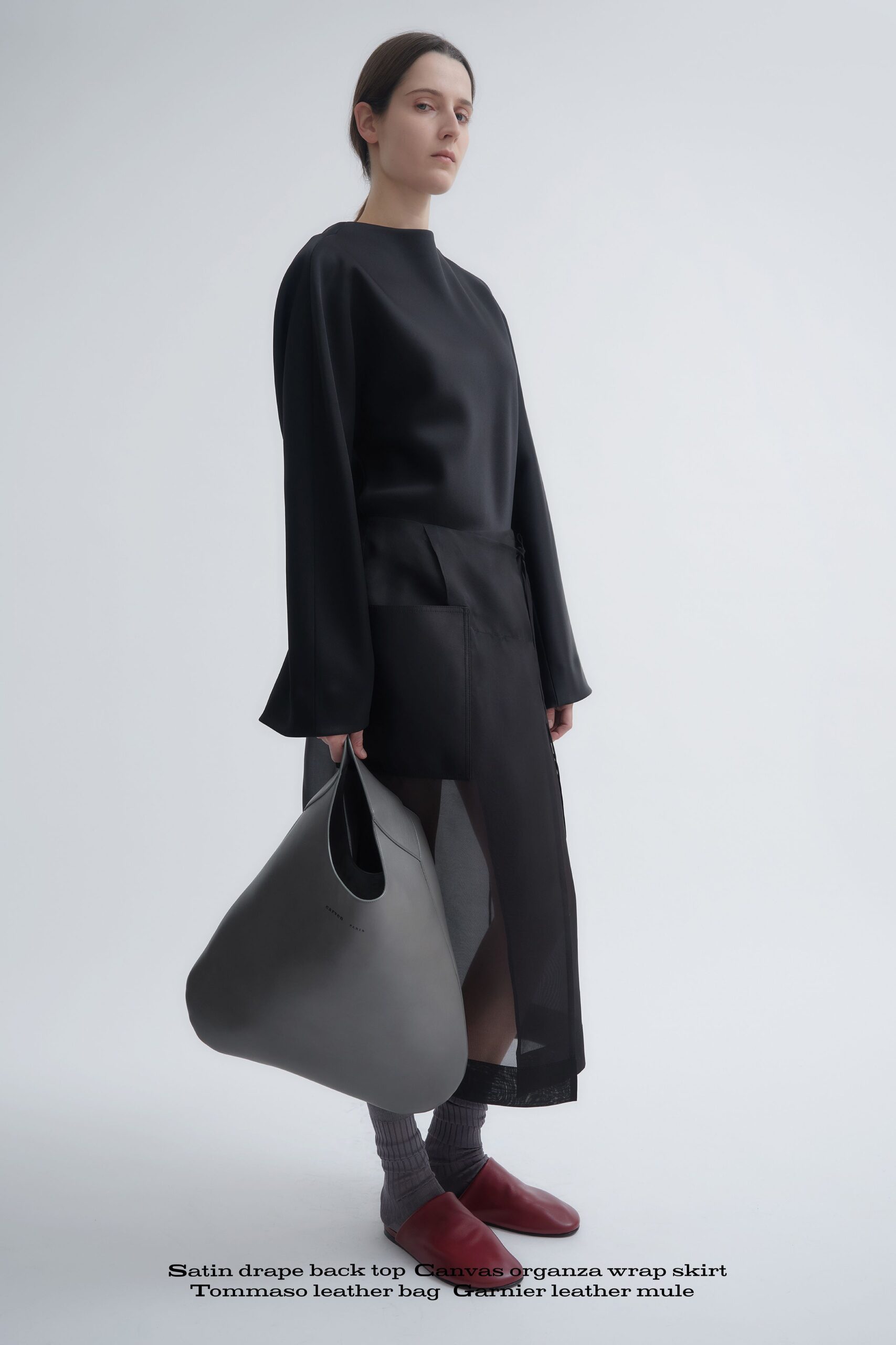 black organza wrap fitted layered skirt