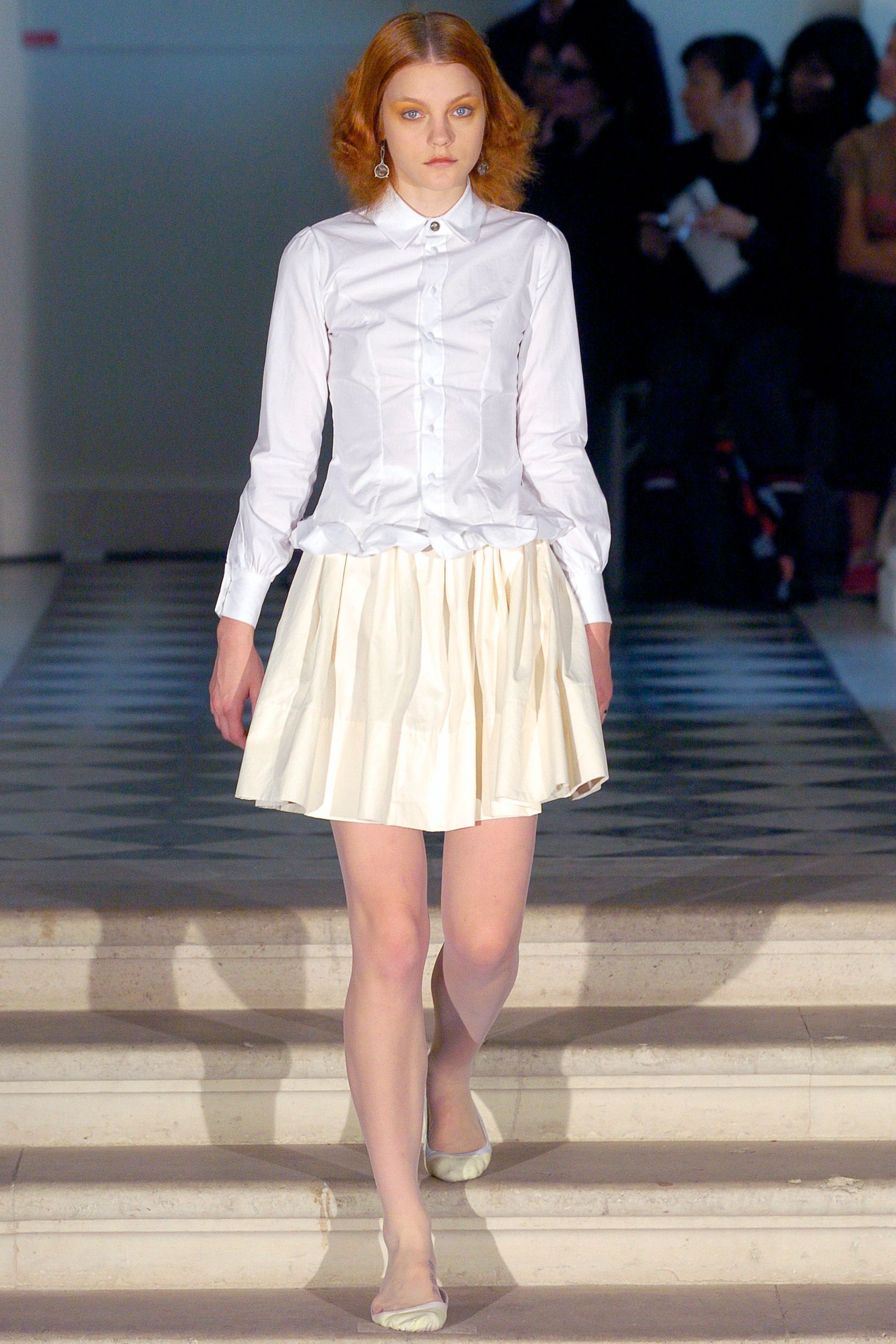 ivory cotton pleated flared flowing mini skirt