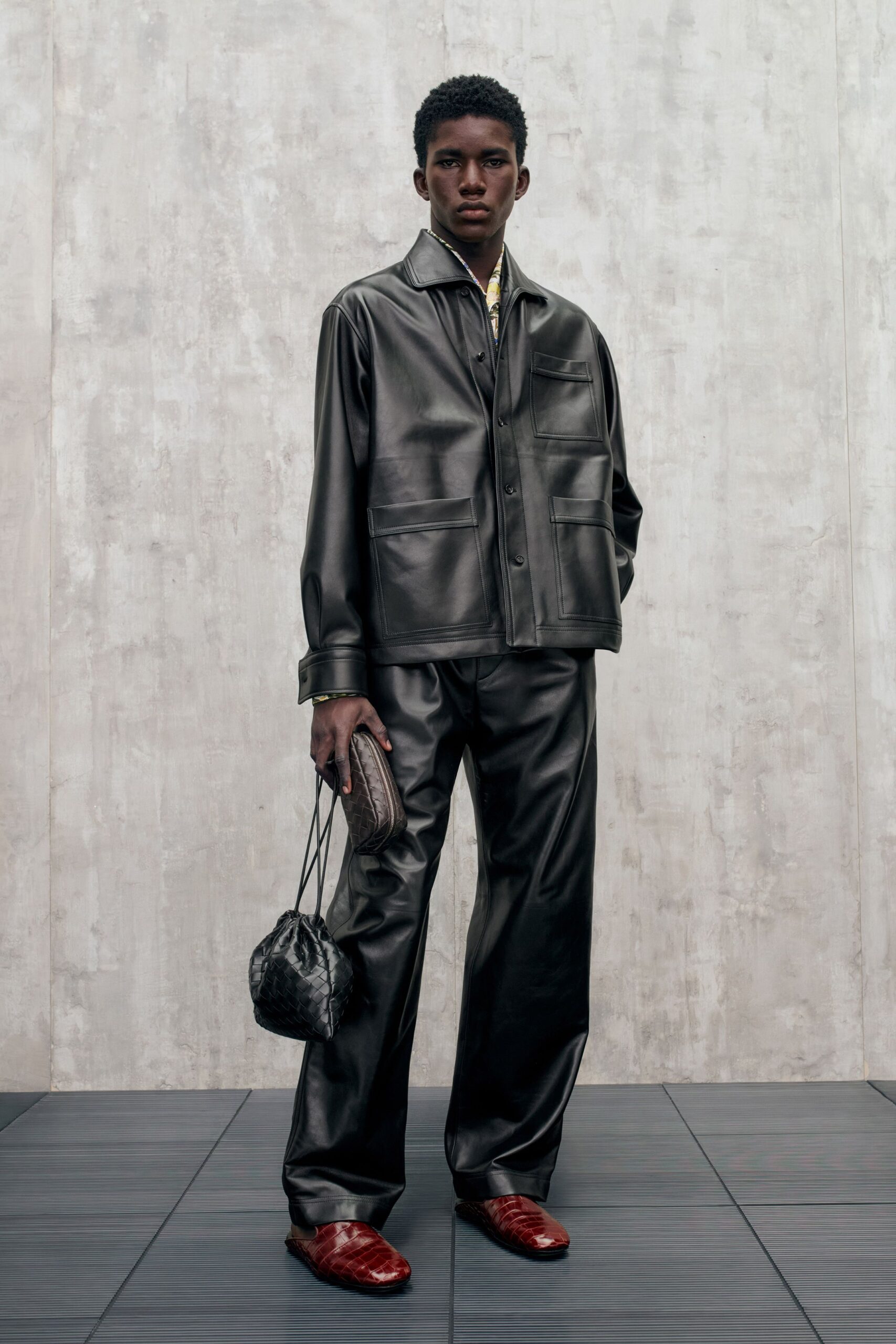 black leather jacket and pants