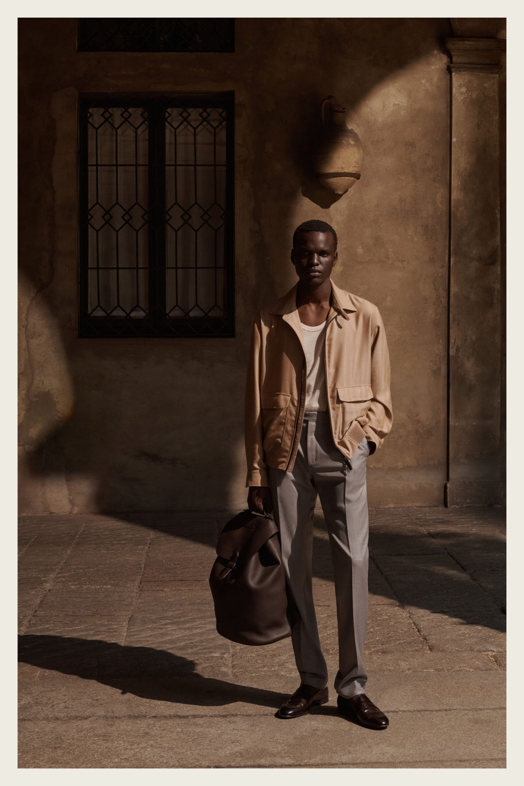 brown leather structured shiny shoes