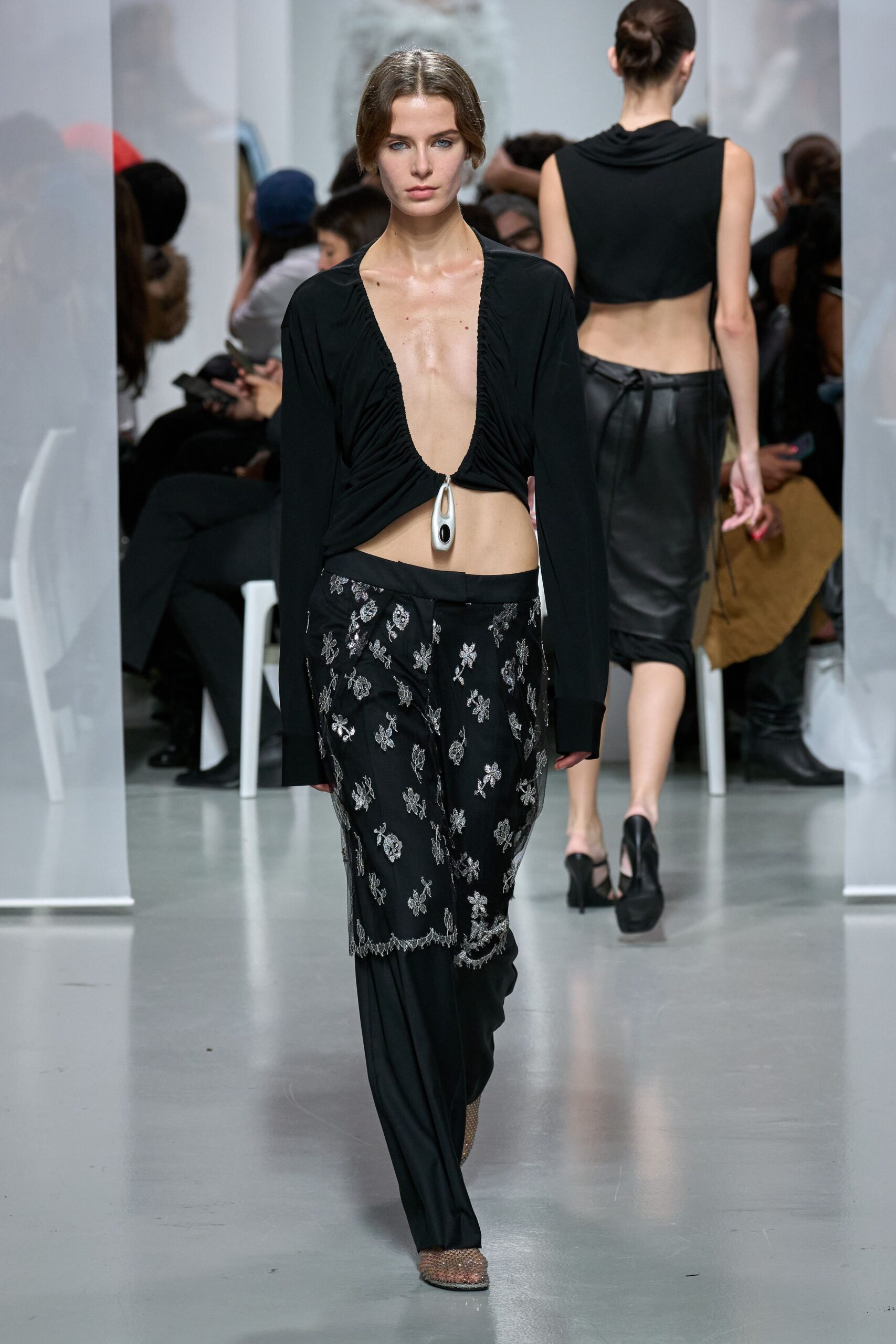 black silk relaxed flared pants