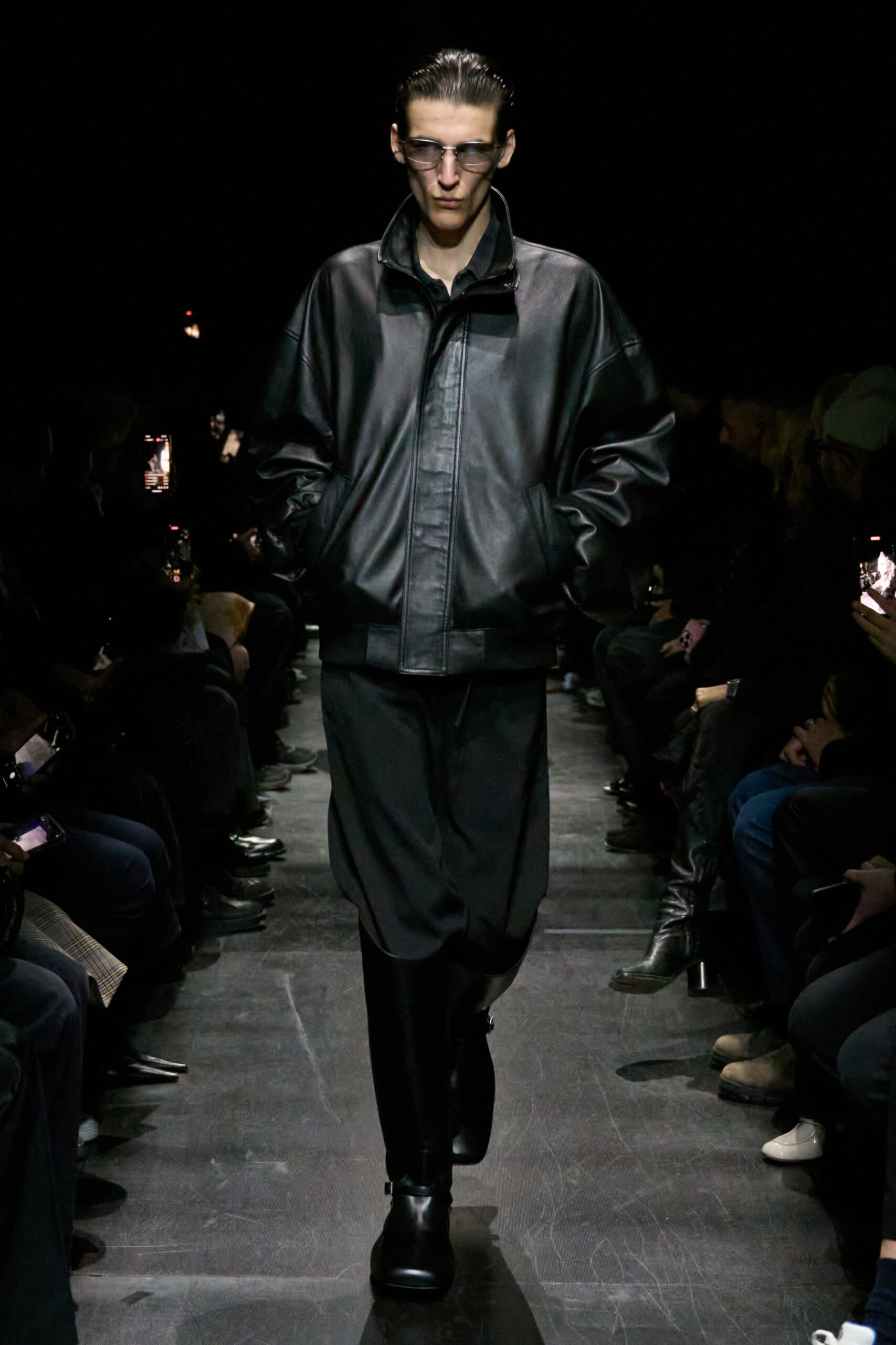 black leather oversized jacket