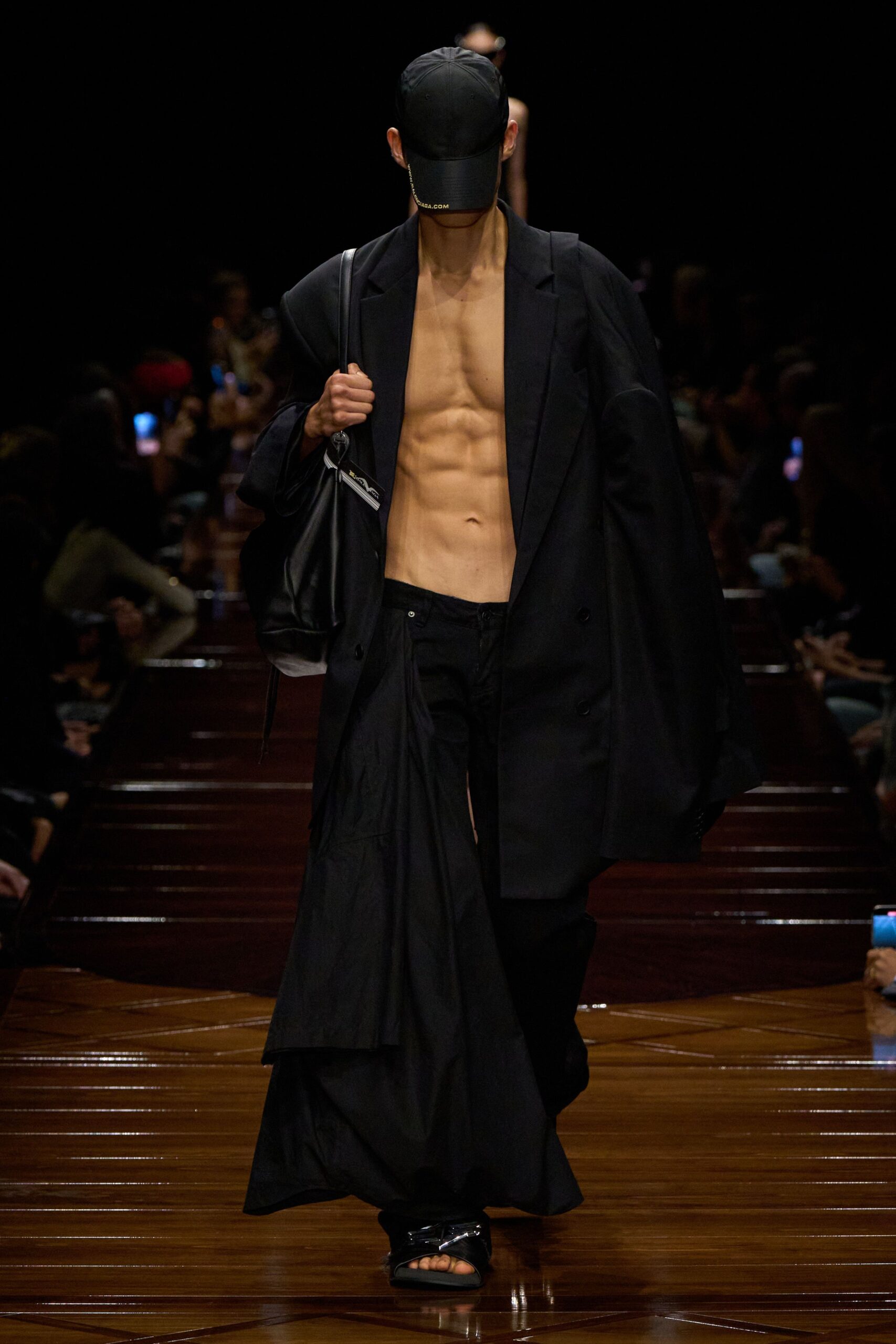 black relaxed coat with wide-leg pants