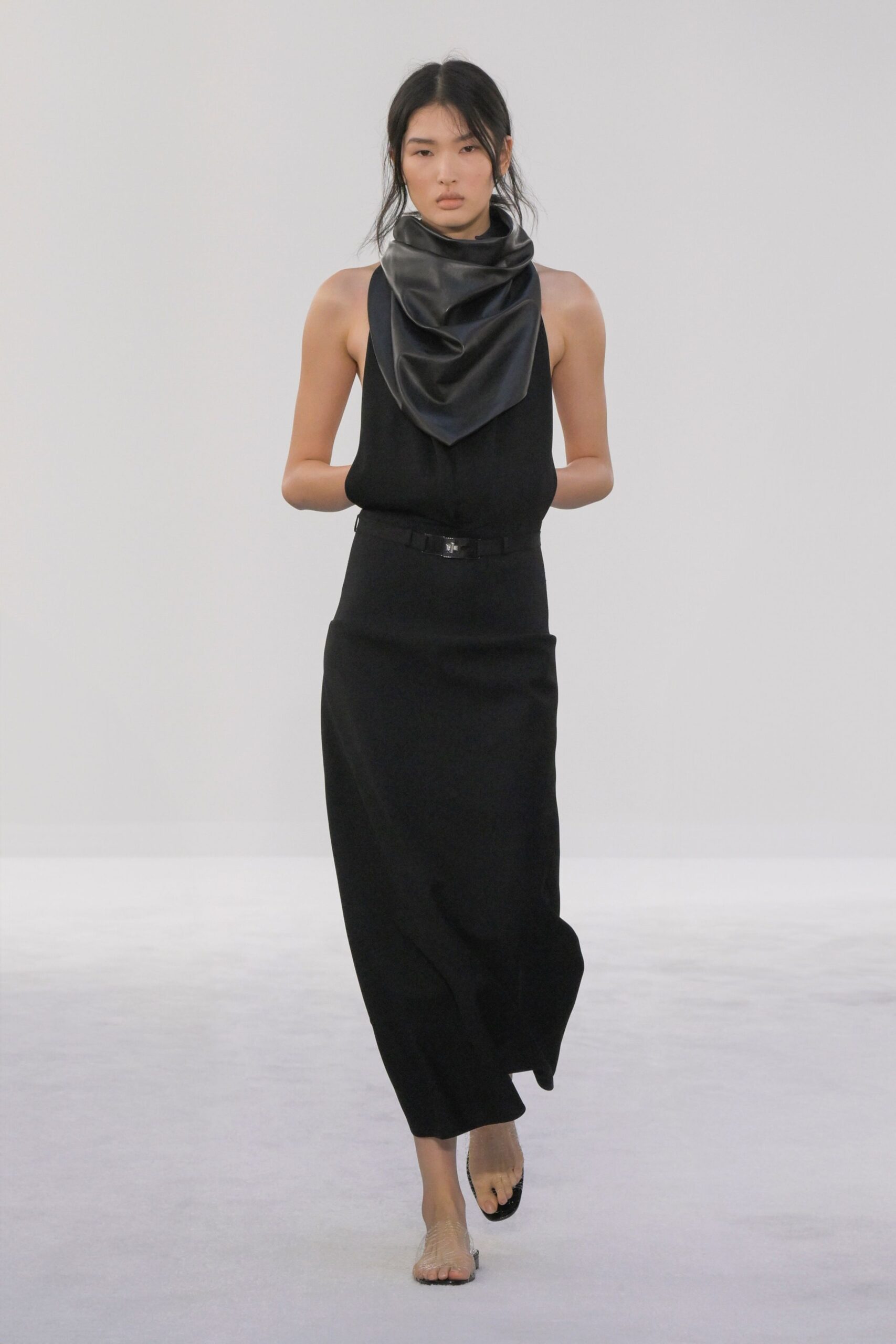 black silk sleeveless dress