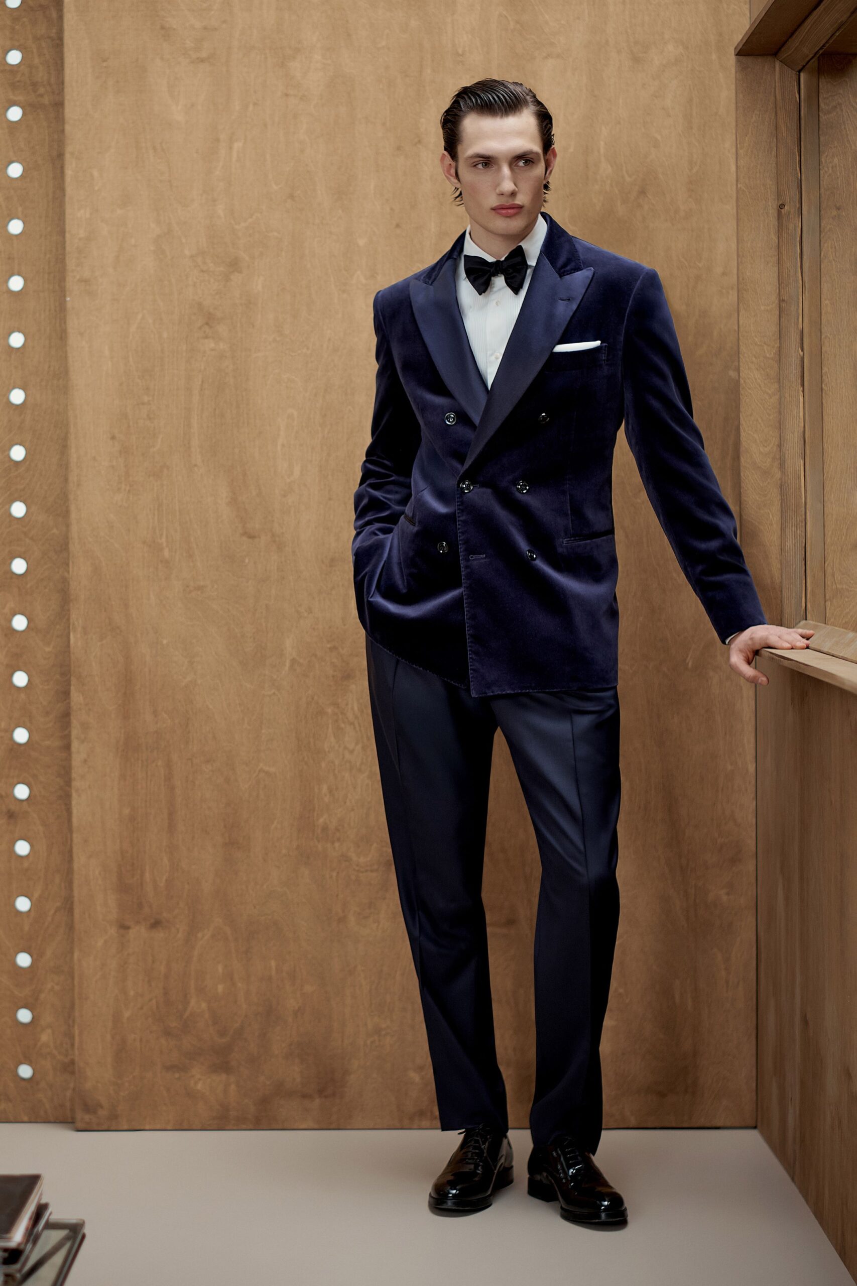blue velvet tailored suit