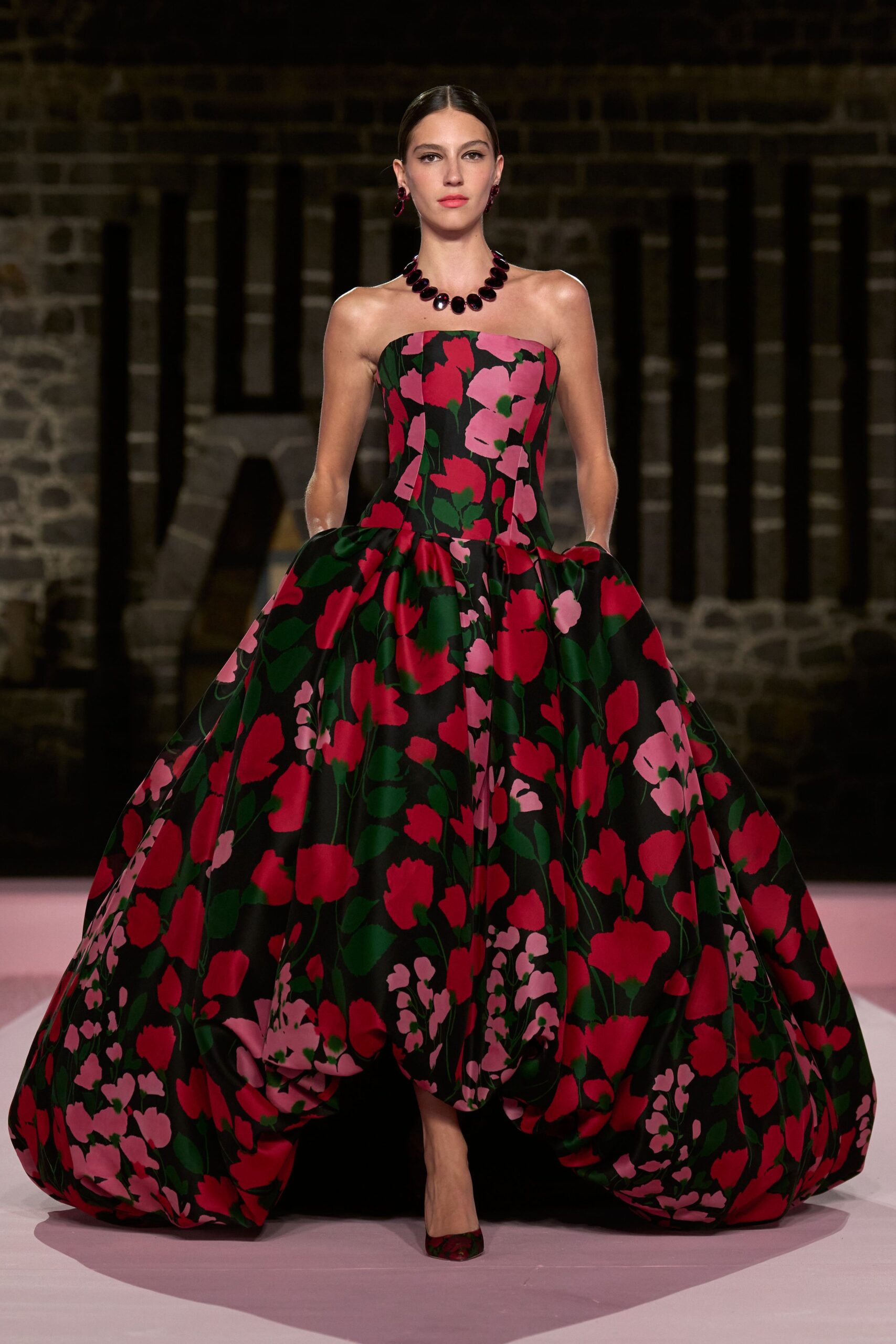 floral strapless maxi gown