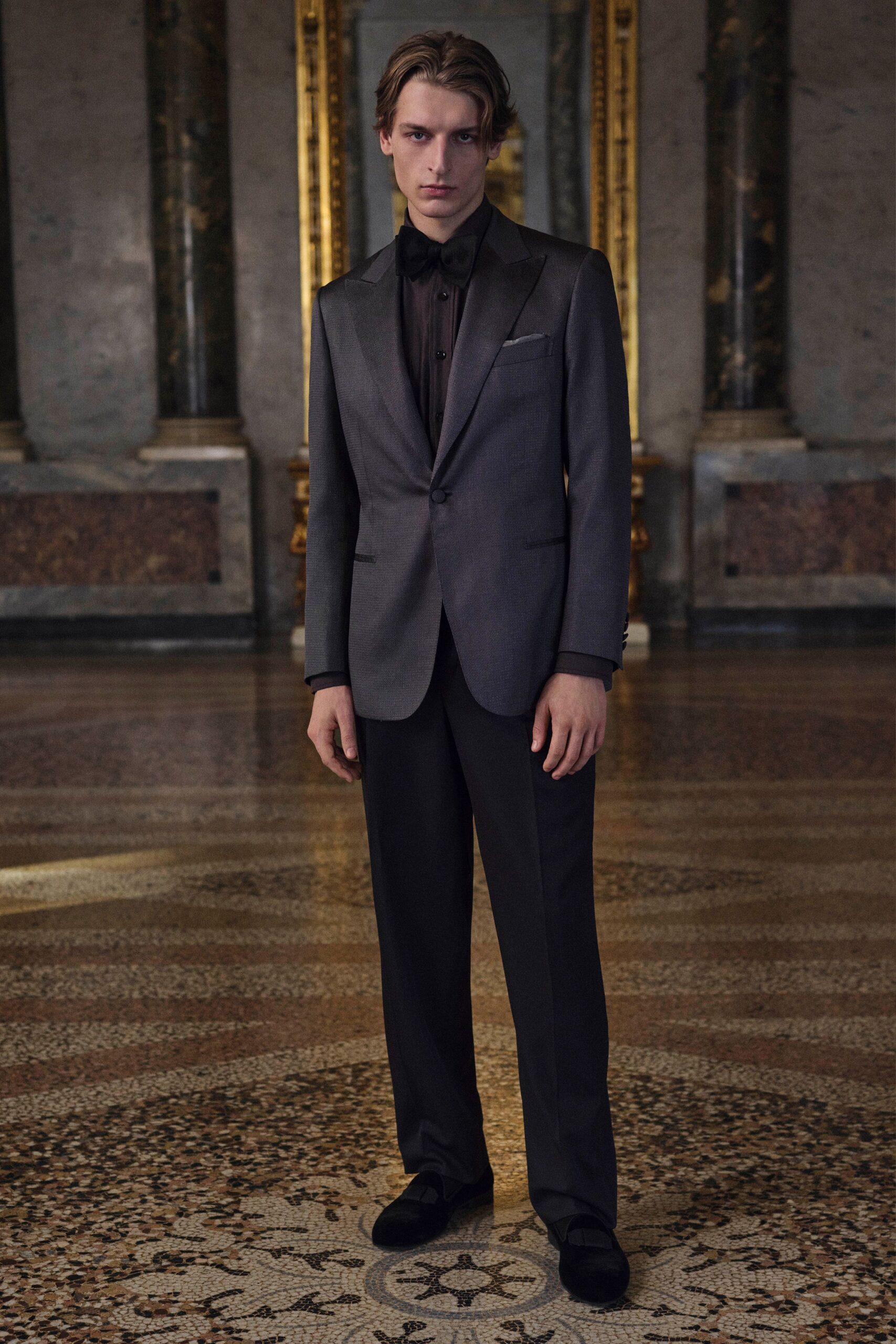 black tailored suit with shoes