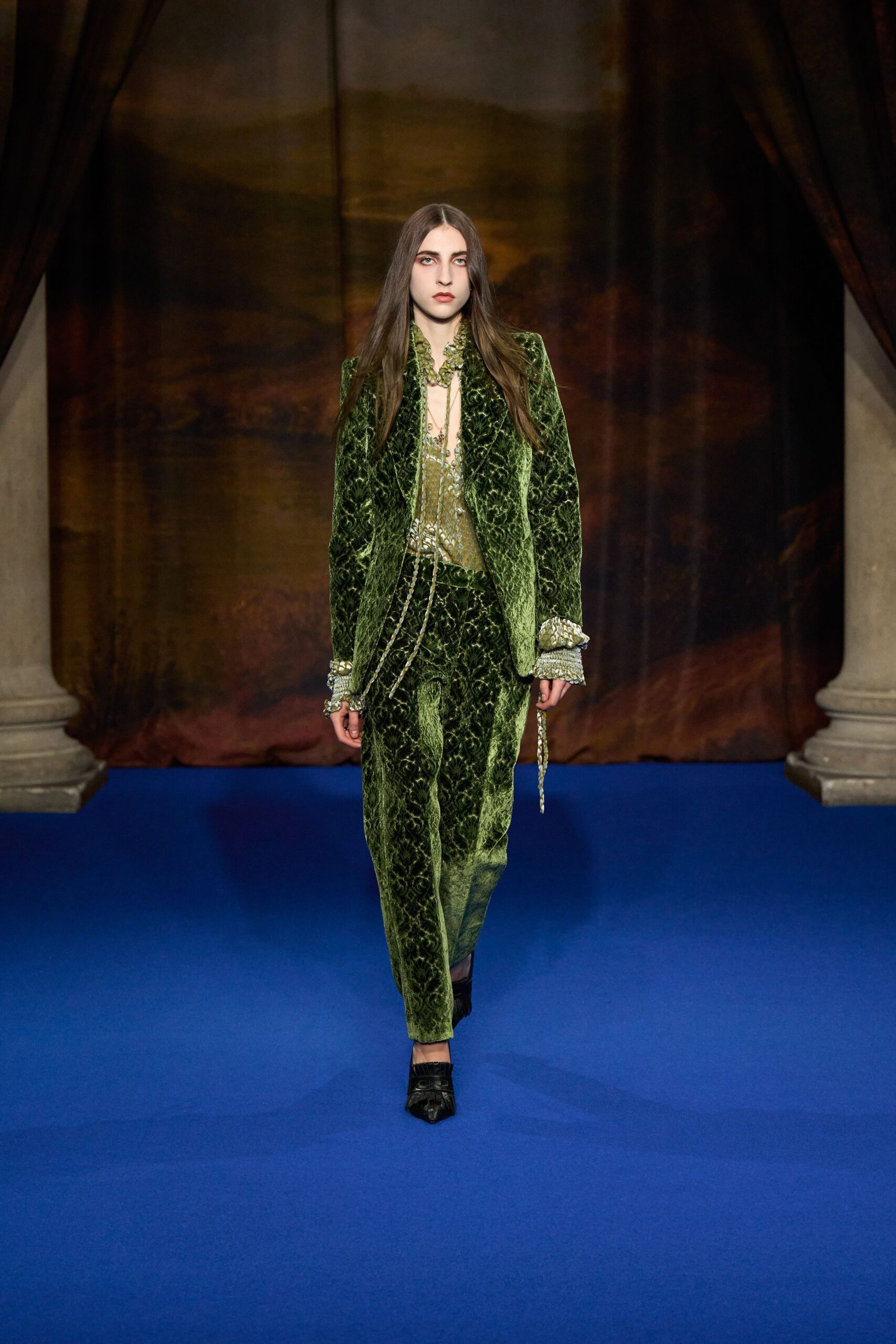 green velvet fitted suit