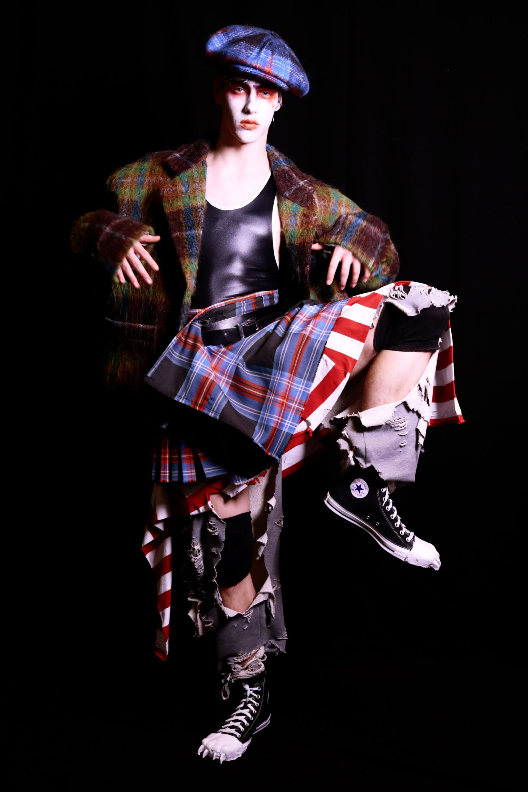 oversized plaid jacket with black top