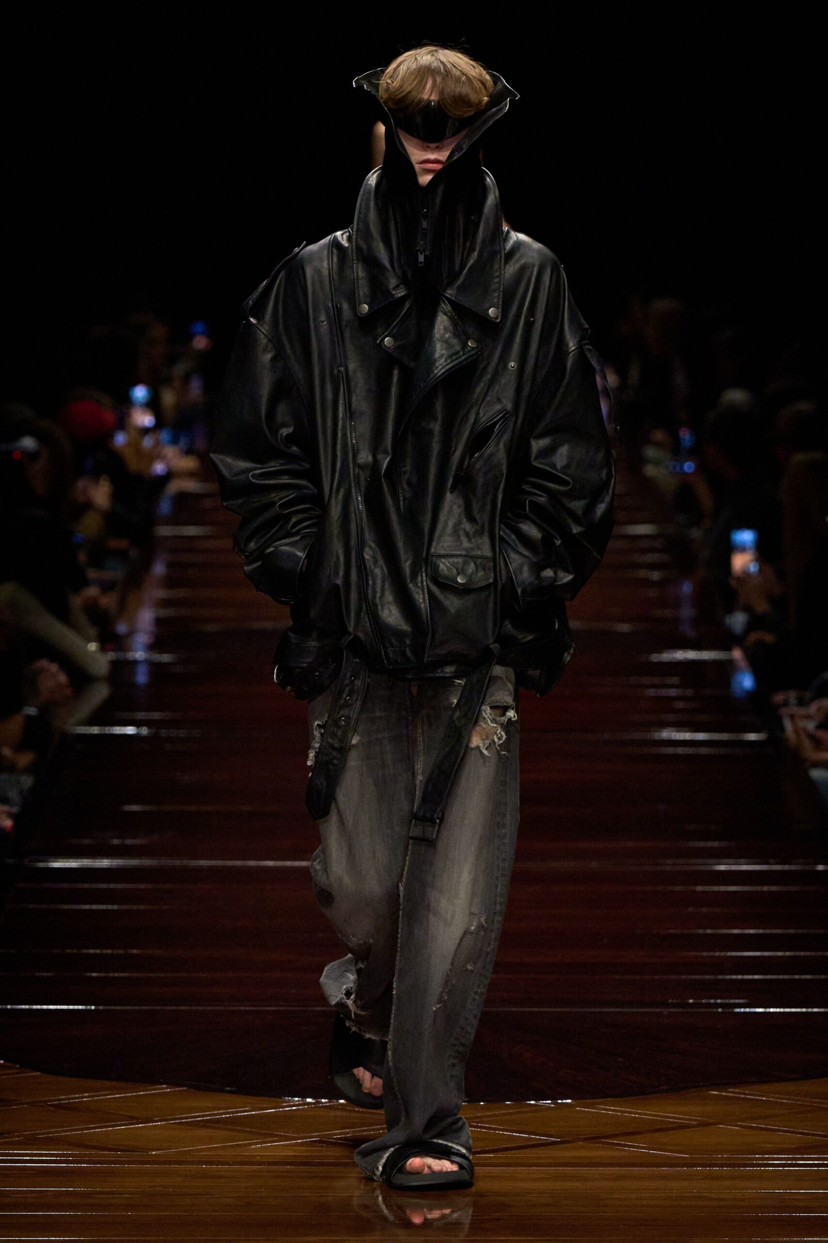 oversized black leather jacket