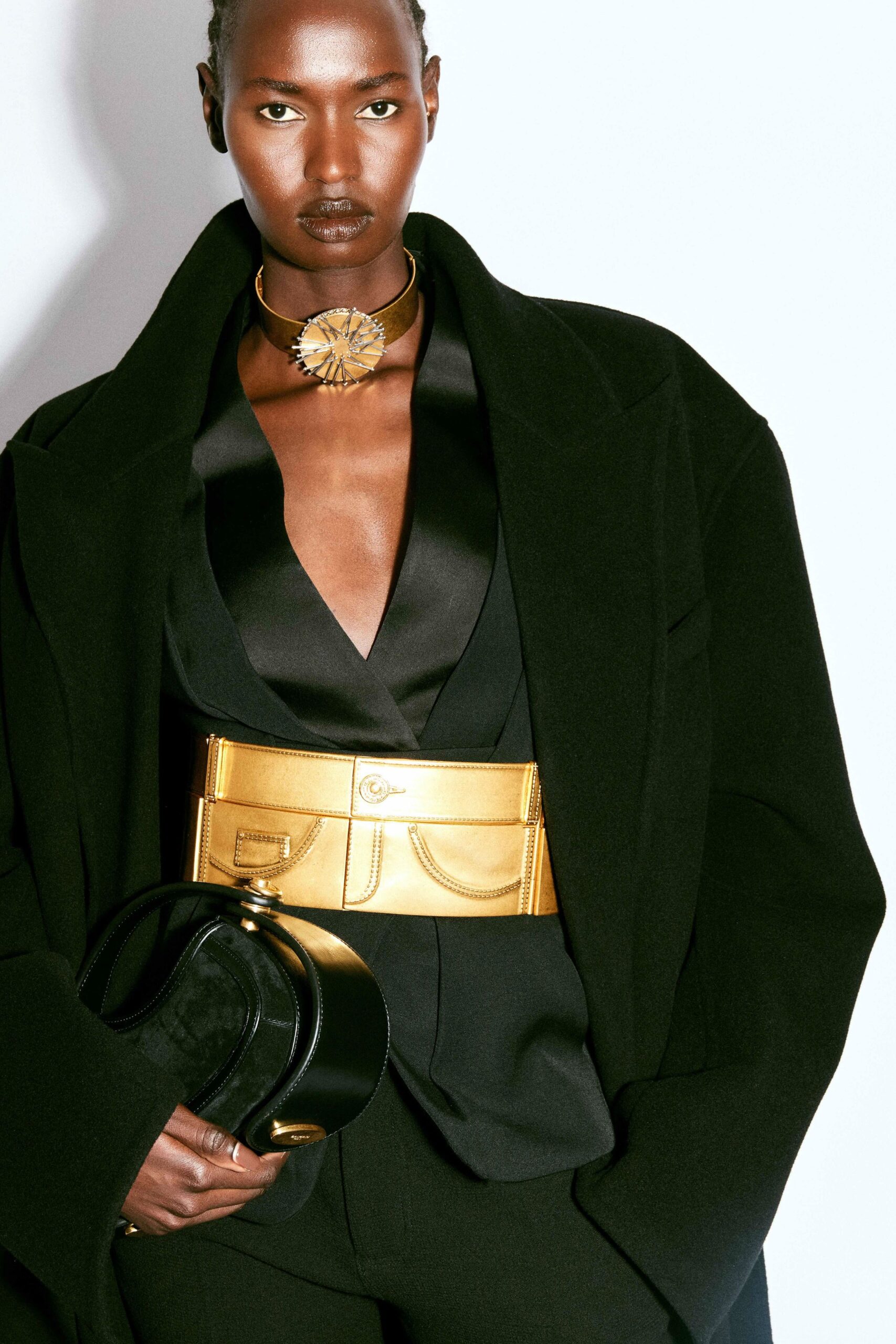 black silk v-neck fitted blouse