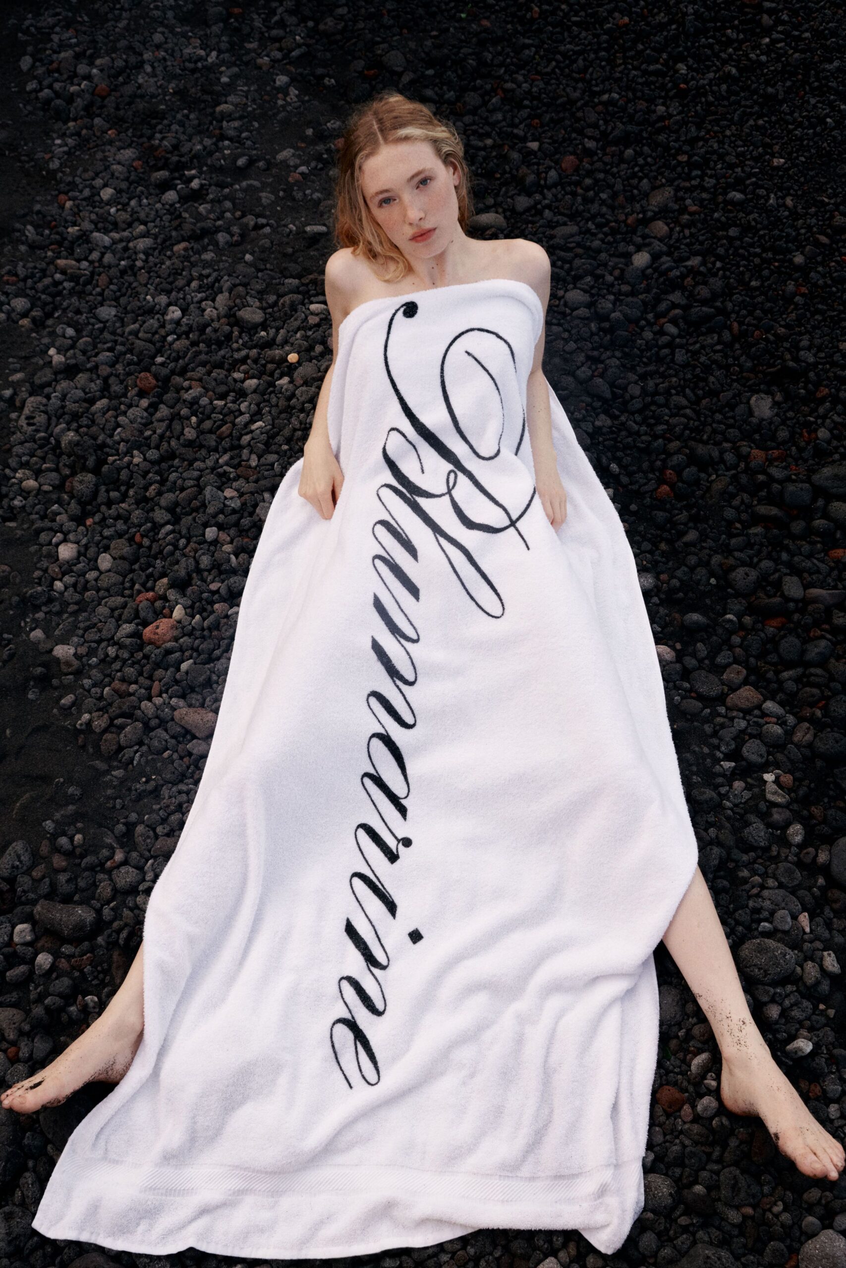 white strapless printed gown