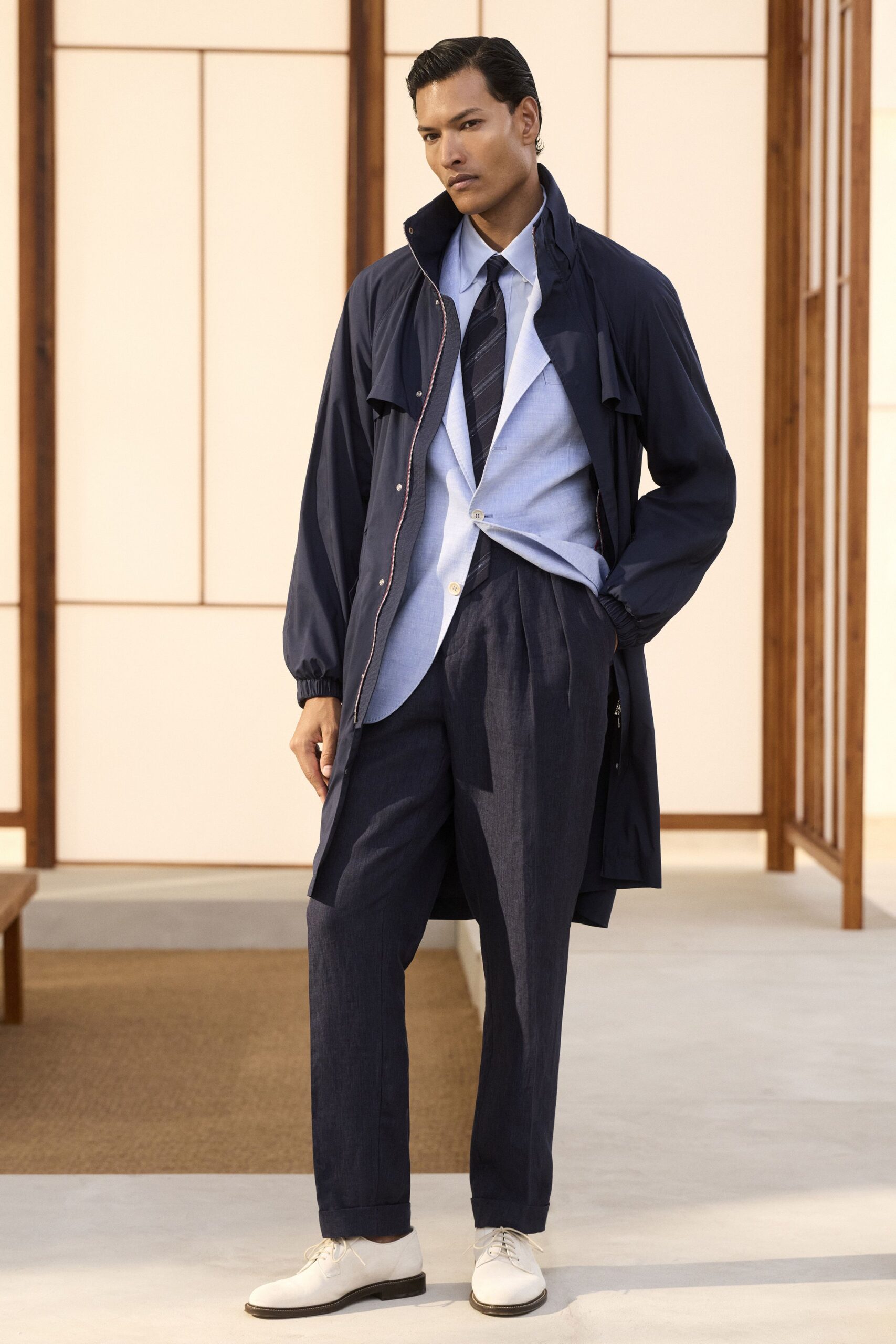 navy layered suit with coat