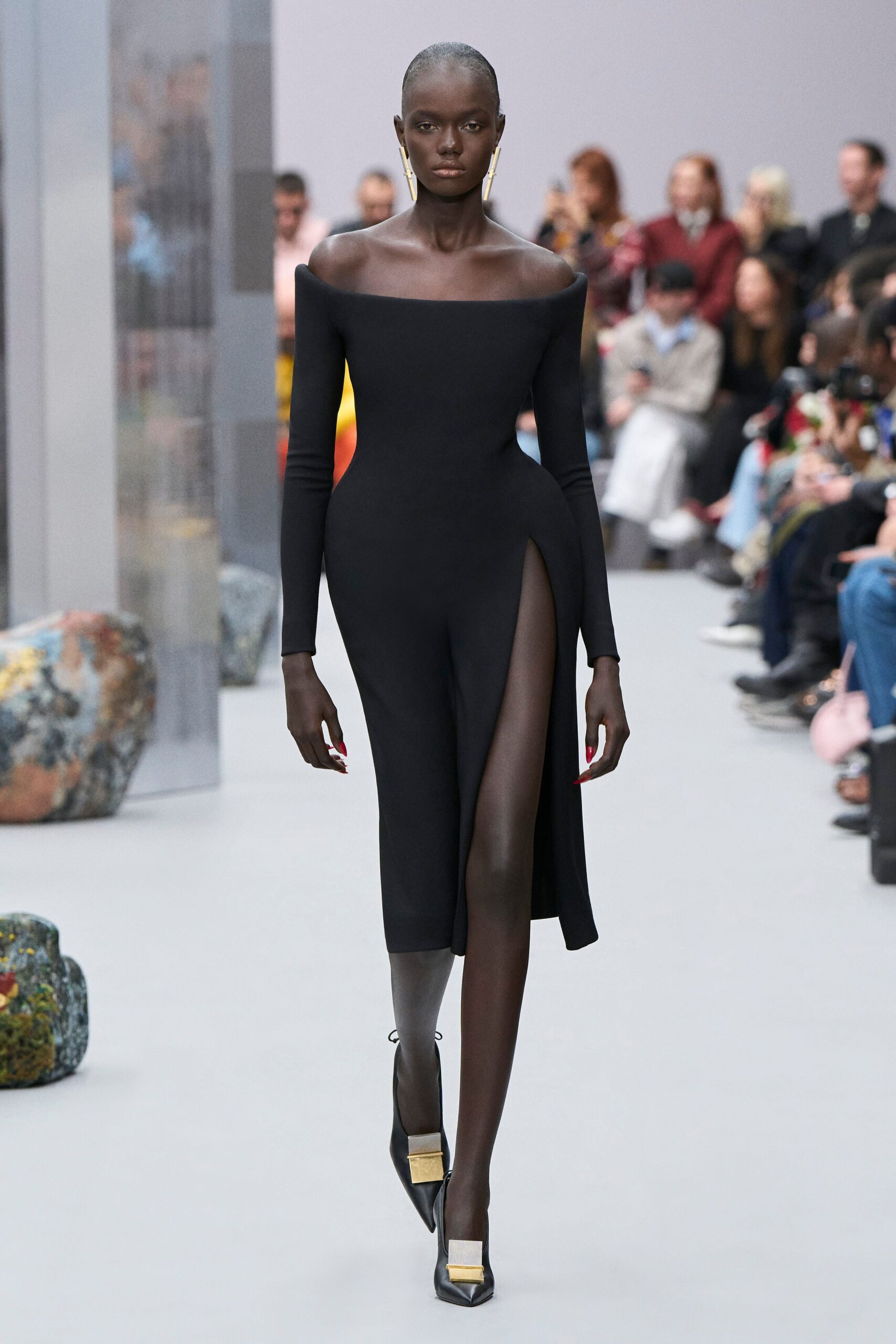 black midi dress with slit