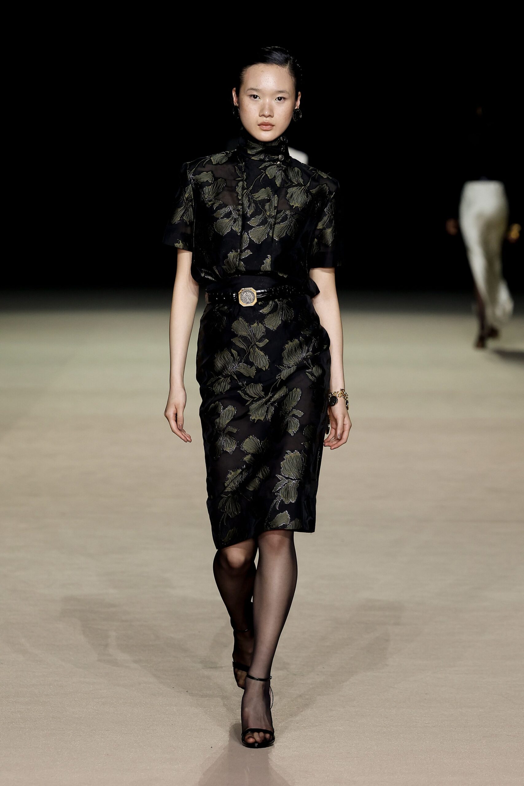 black floral midi dress